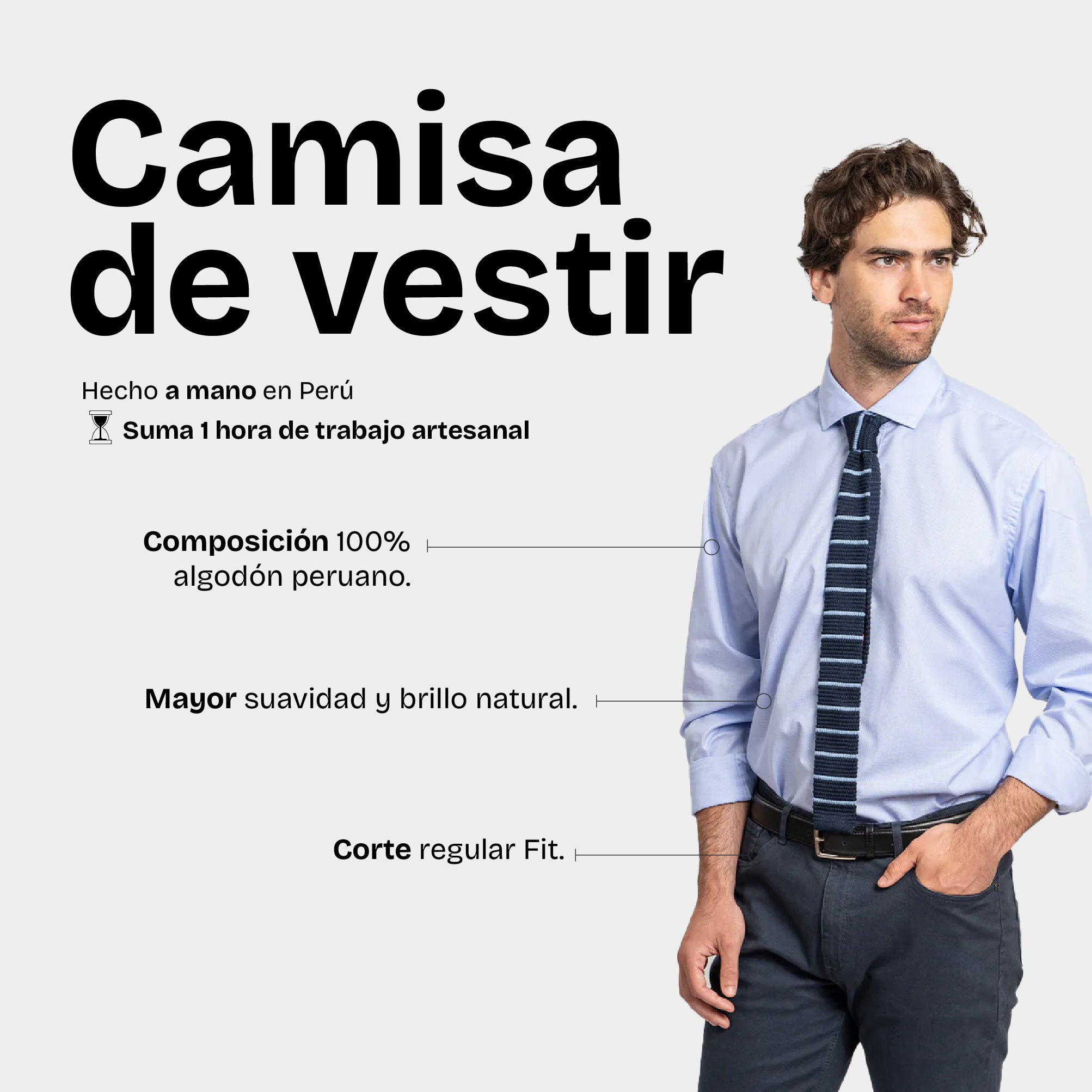 Camisa Vestir Cuadros Celeste