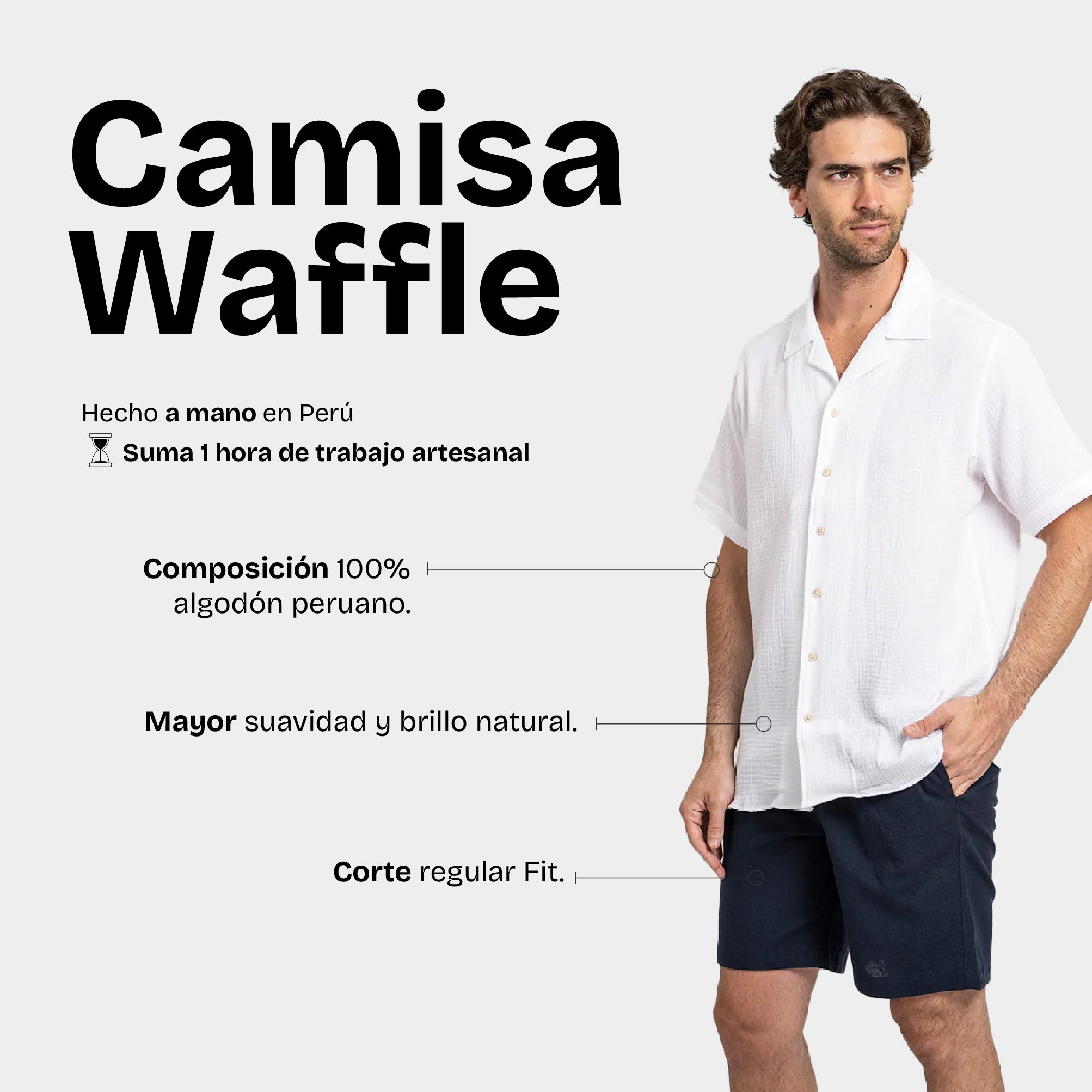 Camisa Waffler Corta Blanco