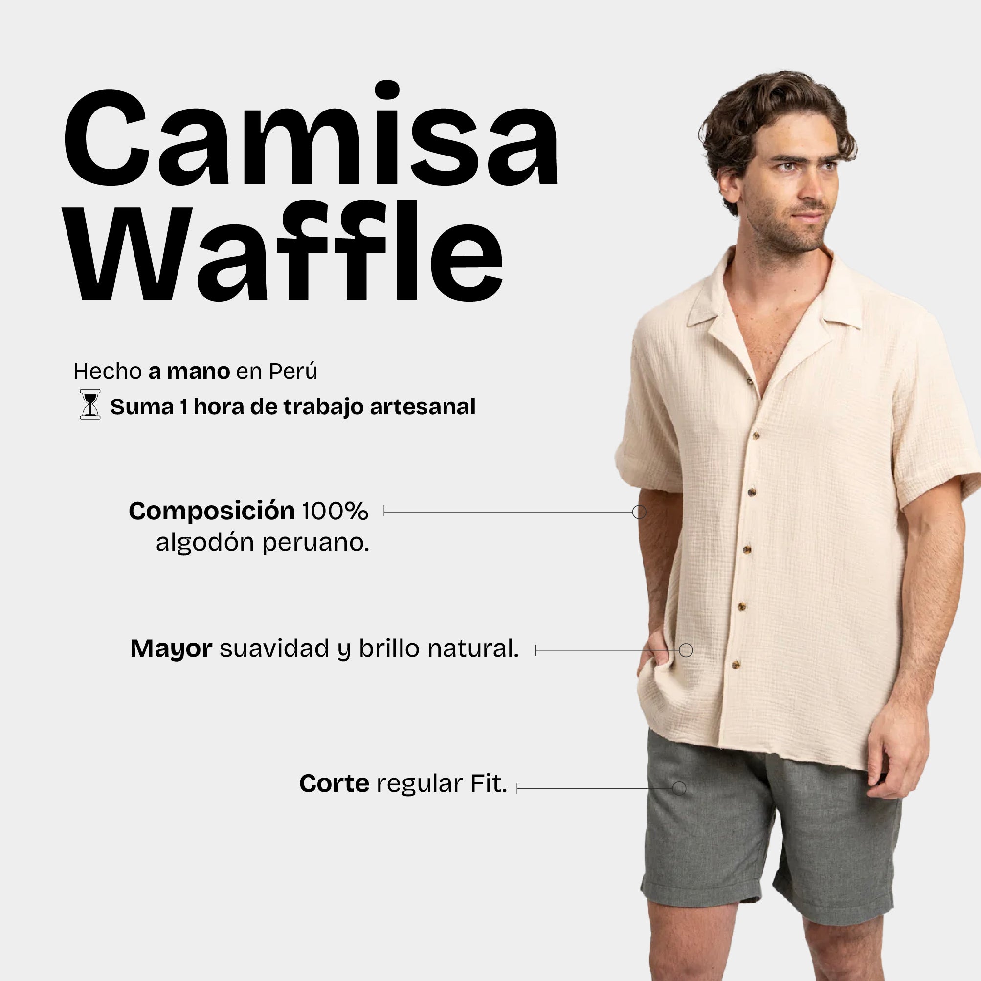 Camisa Waffler Corta Beige
