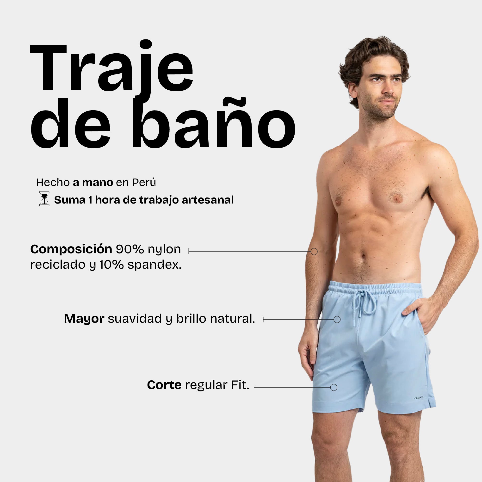 Traje de Baño Liso Celeste