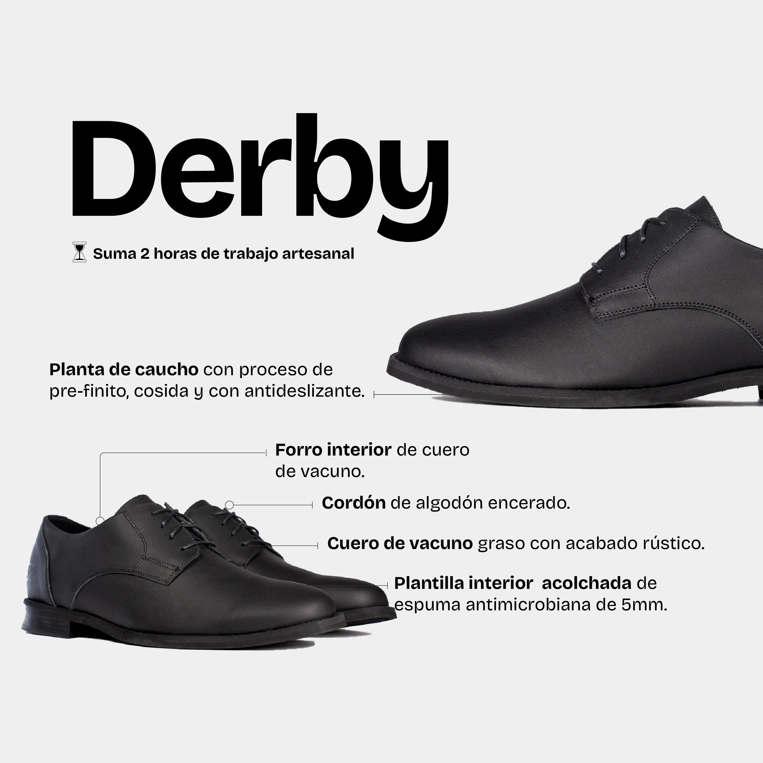 Zapato Hombre Derby Negro