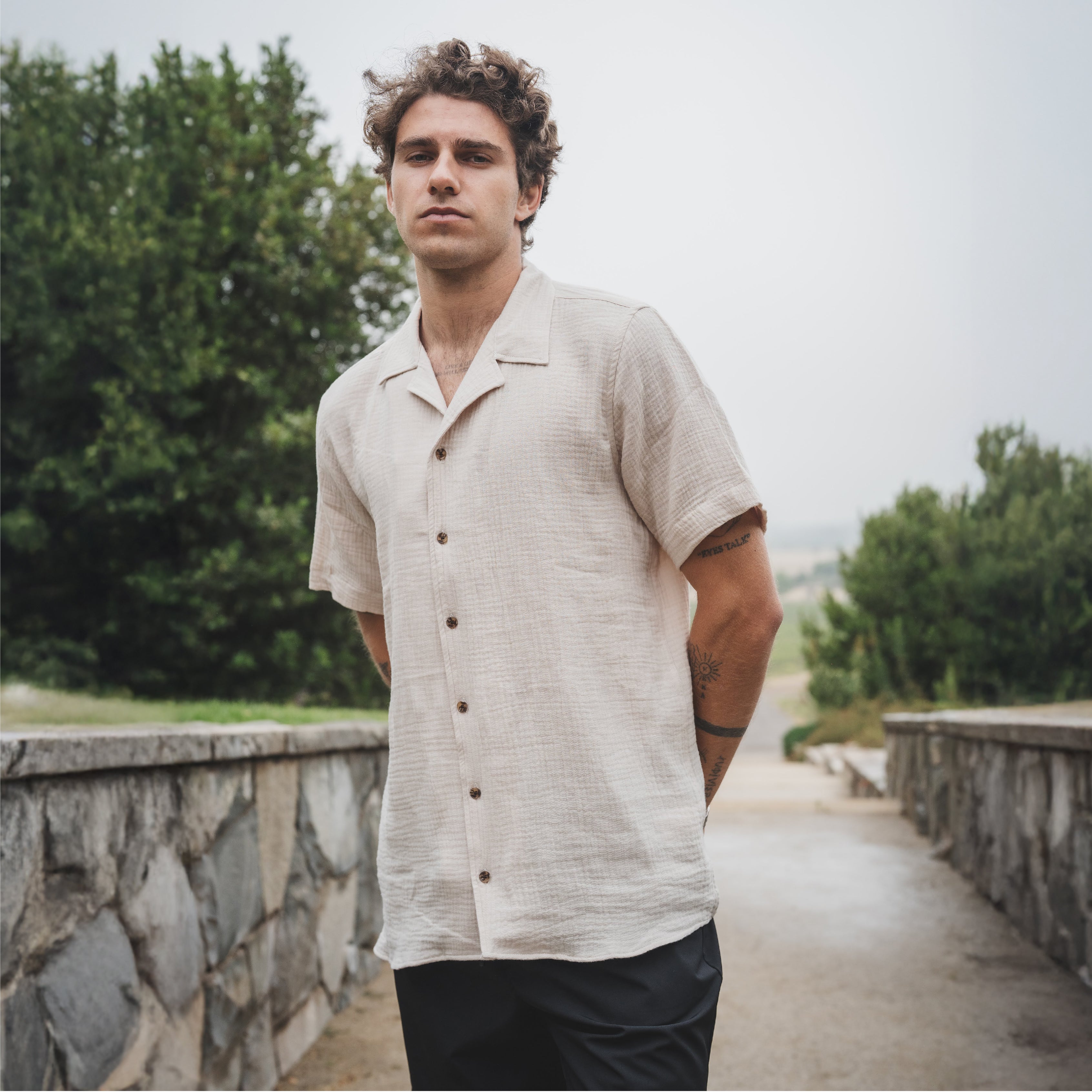 Camisa Waffler Corta Beige