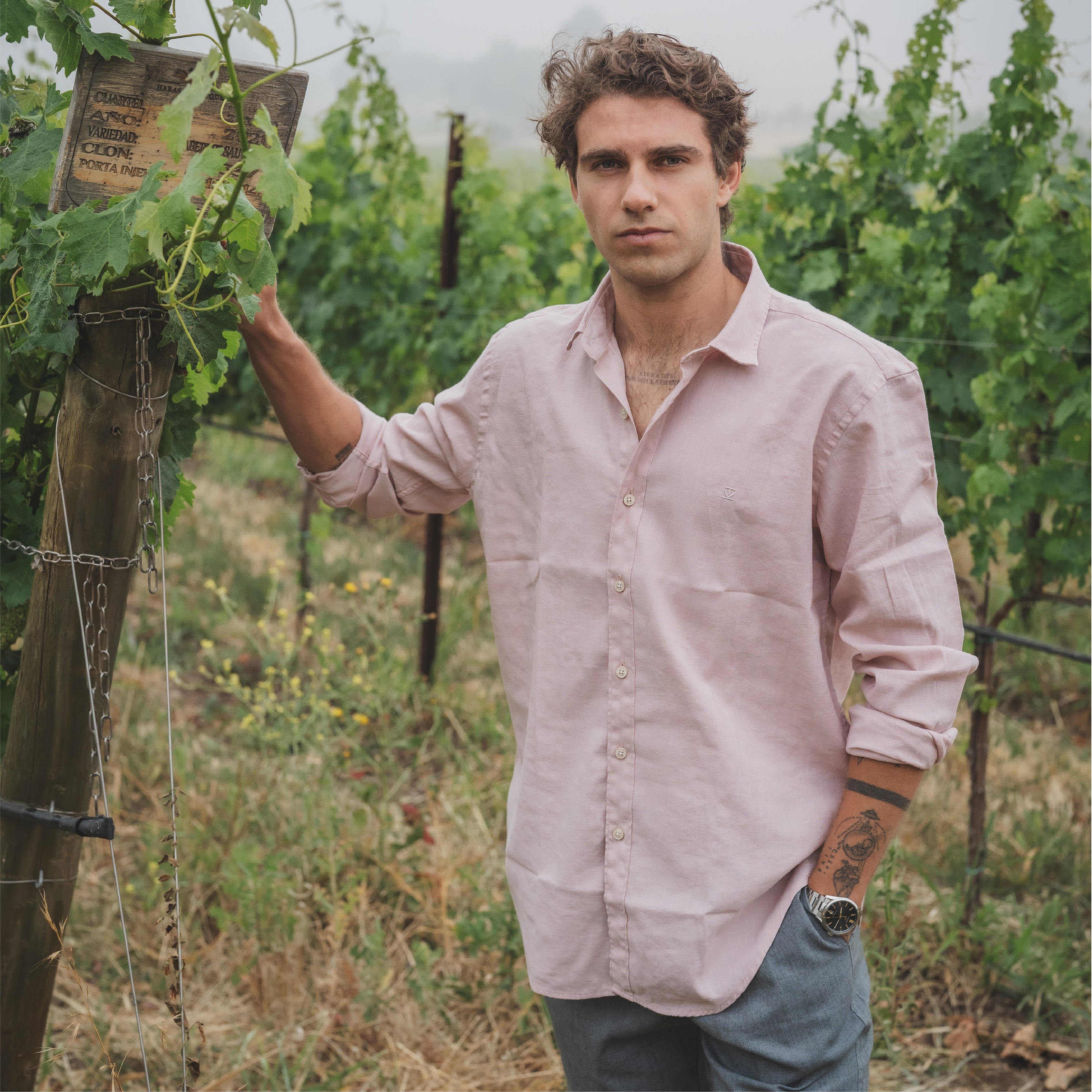 Camisa Lino Larga Rosa