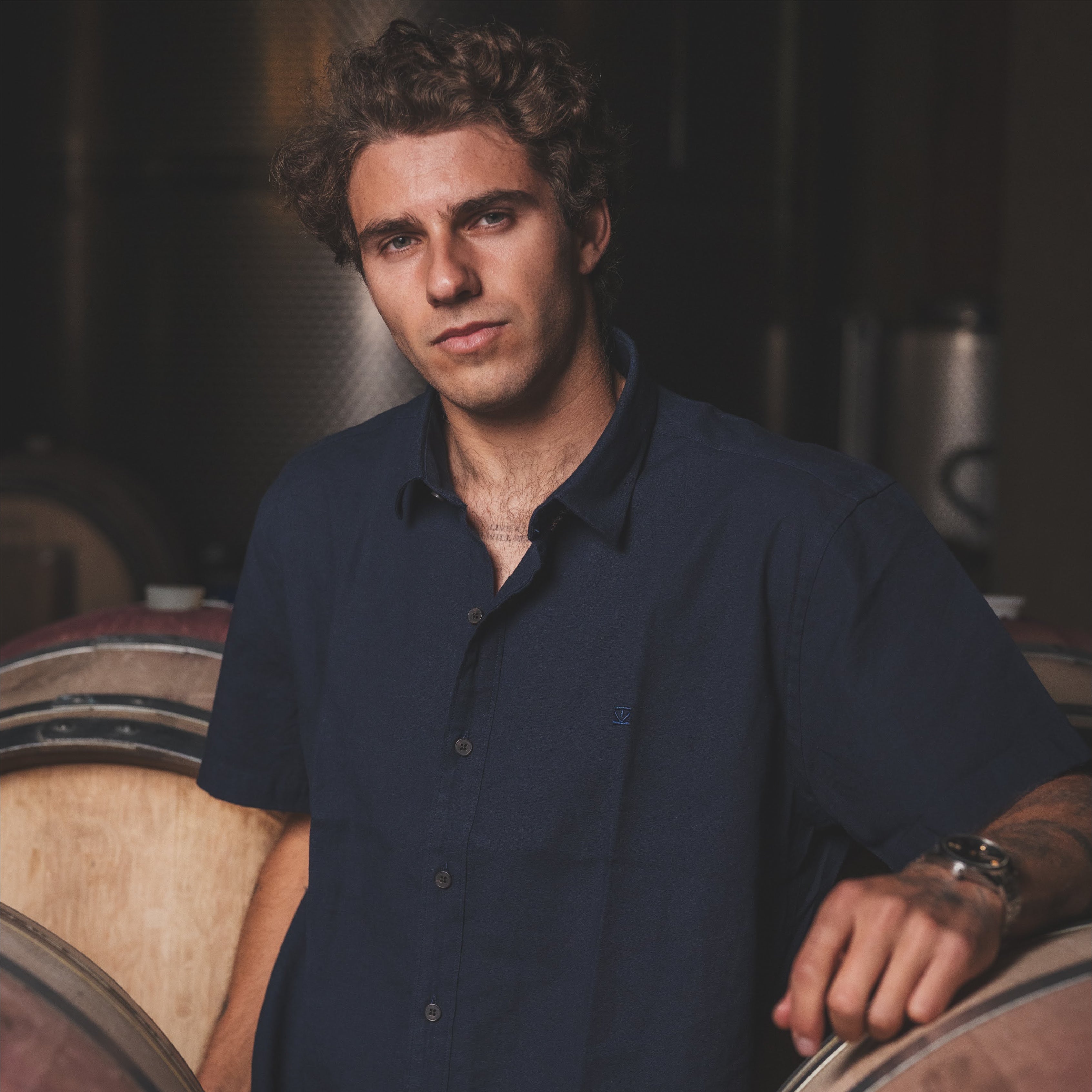 Camisa Lino Corta Navy