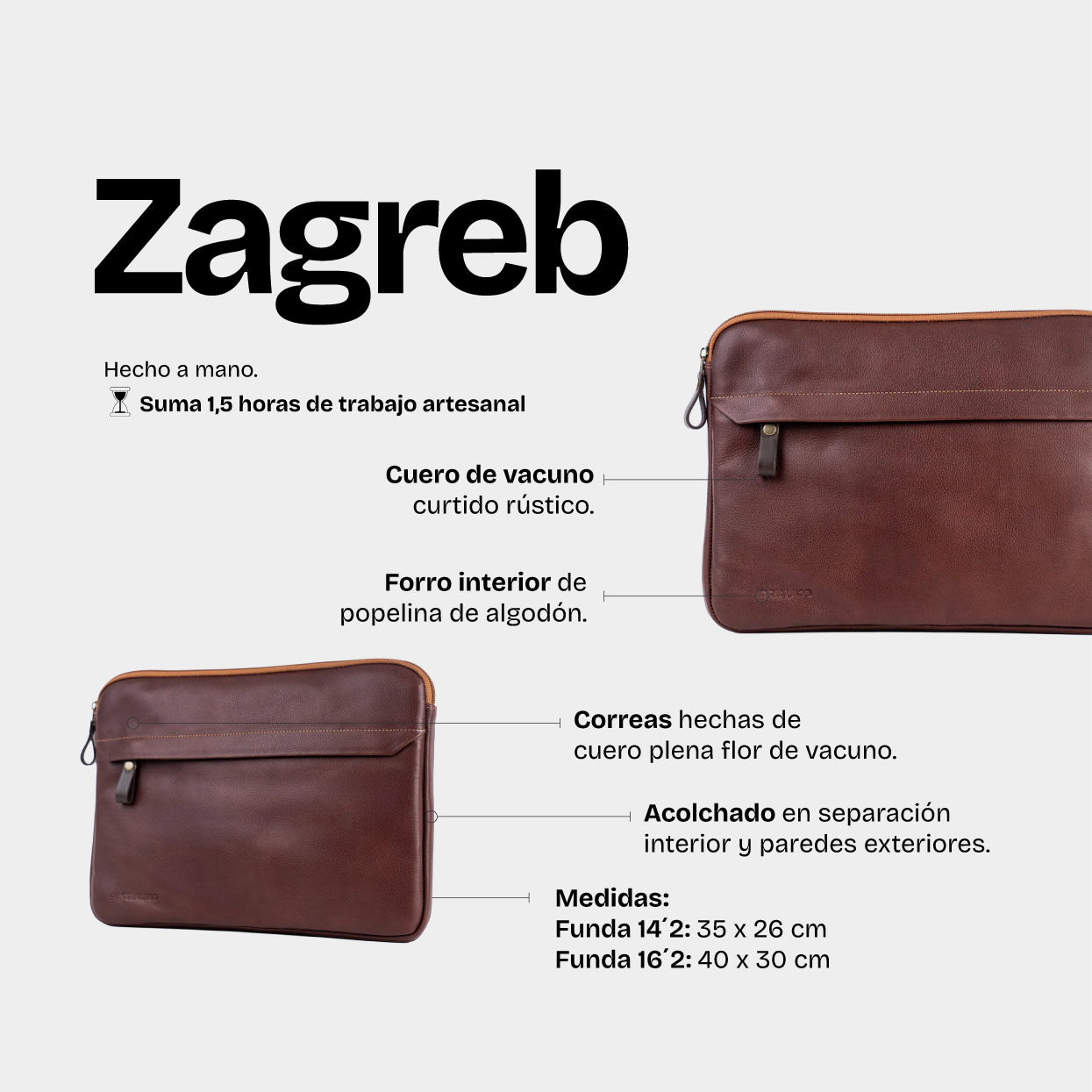 Funda Notebook Zagreb Castaño - Trauko