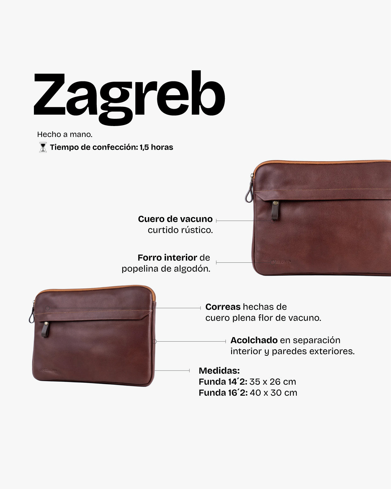 Funda Notebook Zagreb Castaño - Trauko