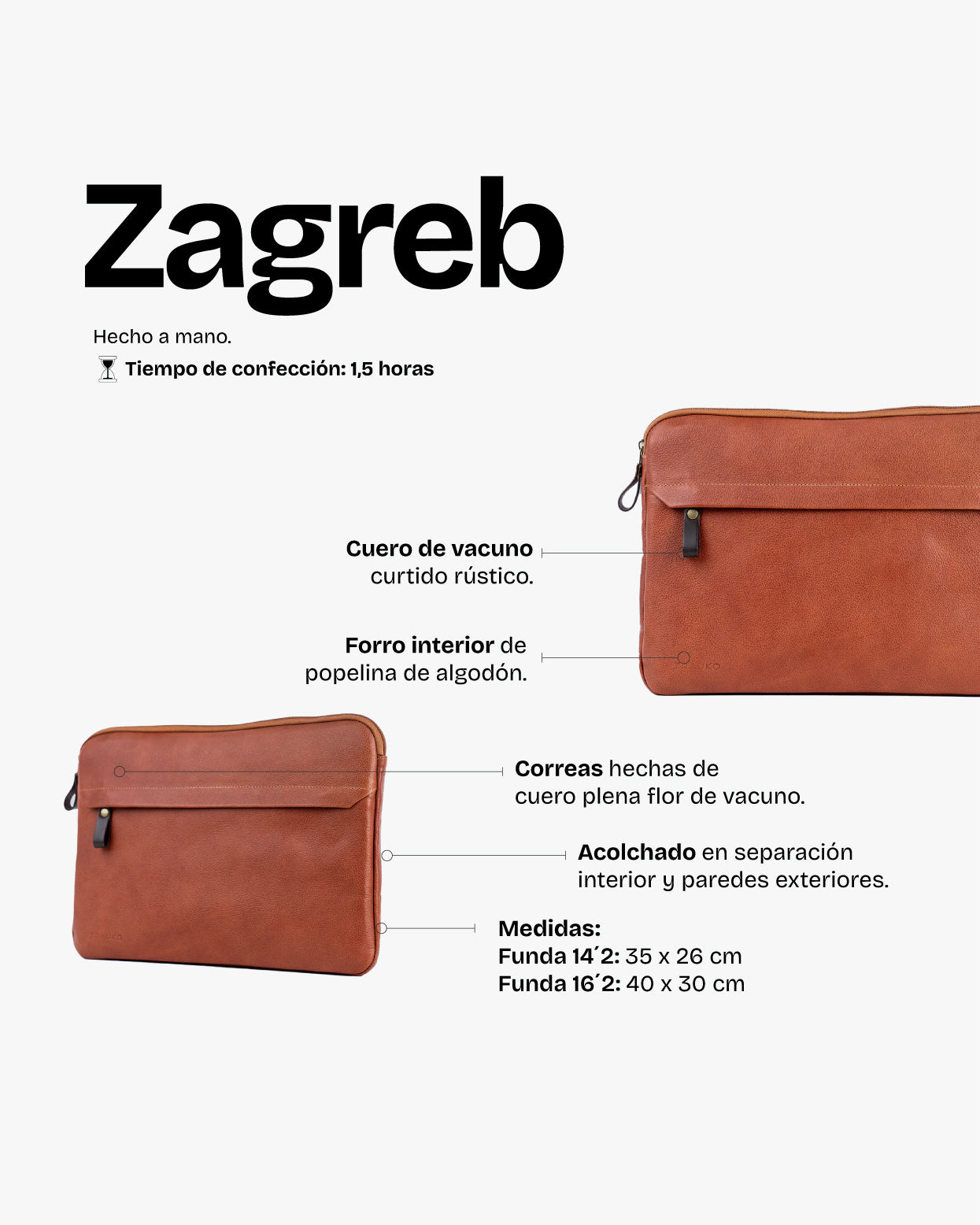 Funda Notebook Zagreb Cognac - Trauko