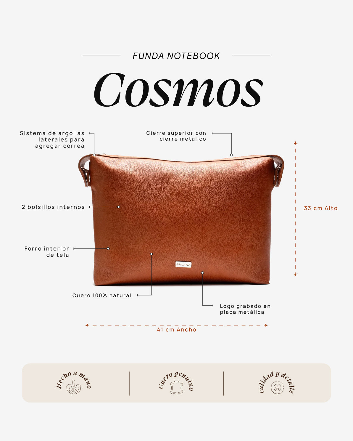 Funda Notebook Cosmos Cognac - Galana