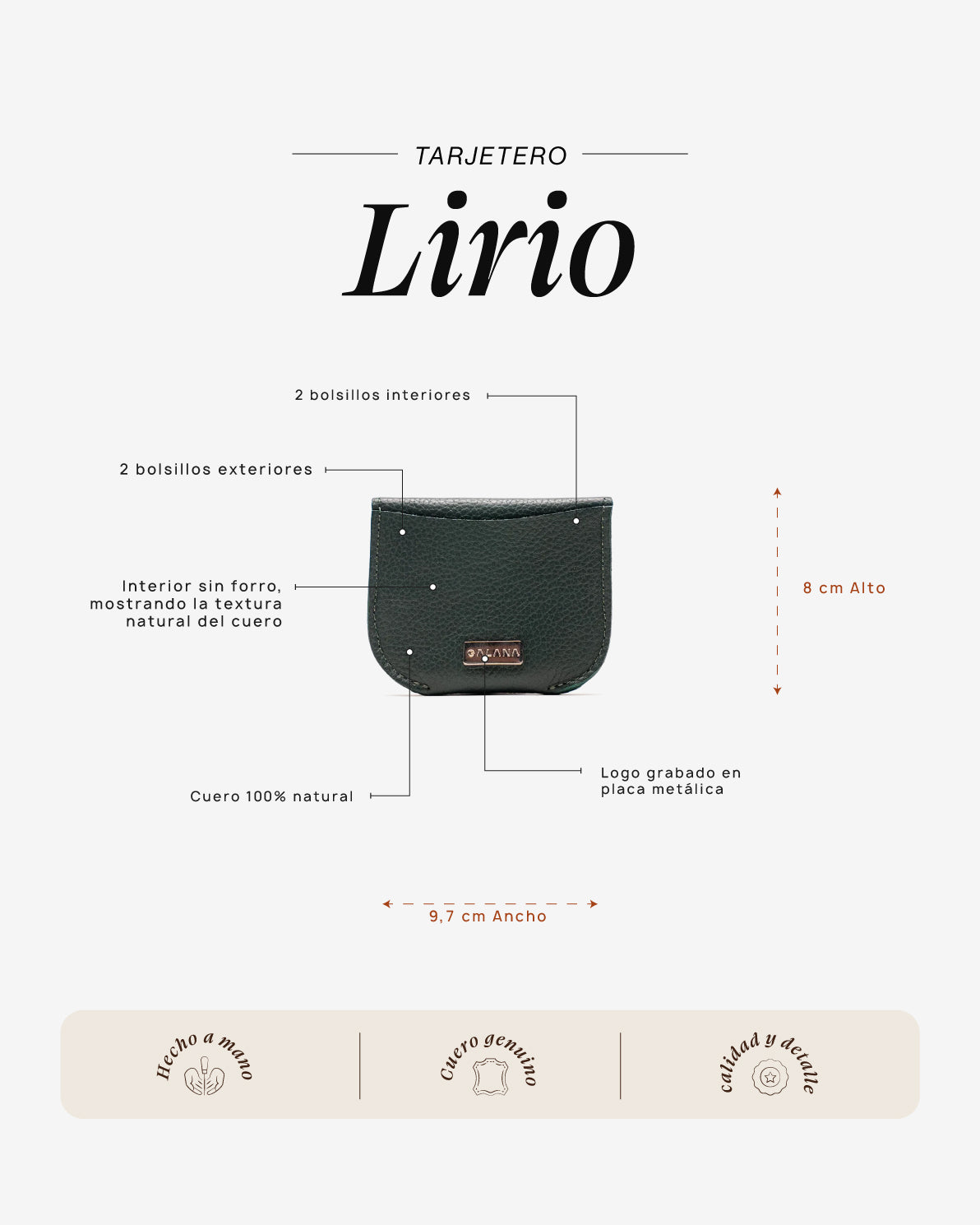 Tarjetero Lirio Verde Turquesa - Galana