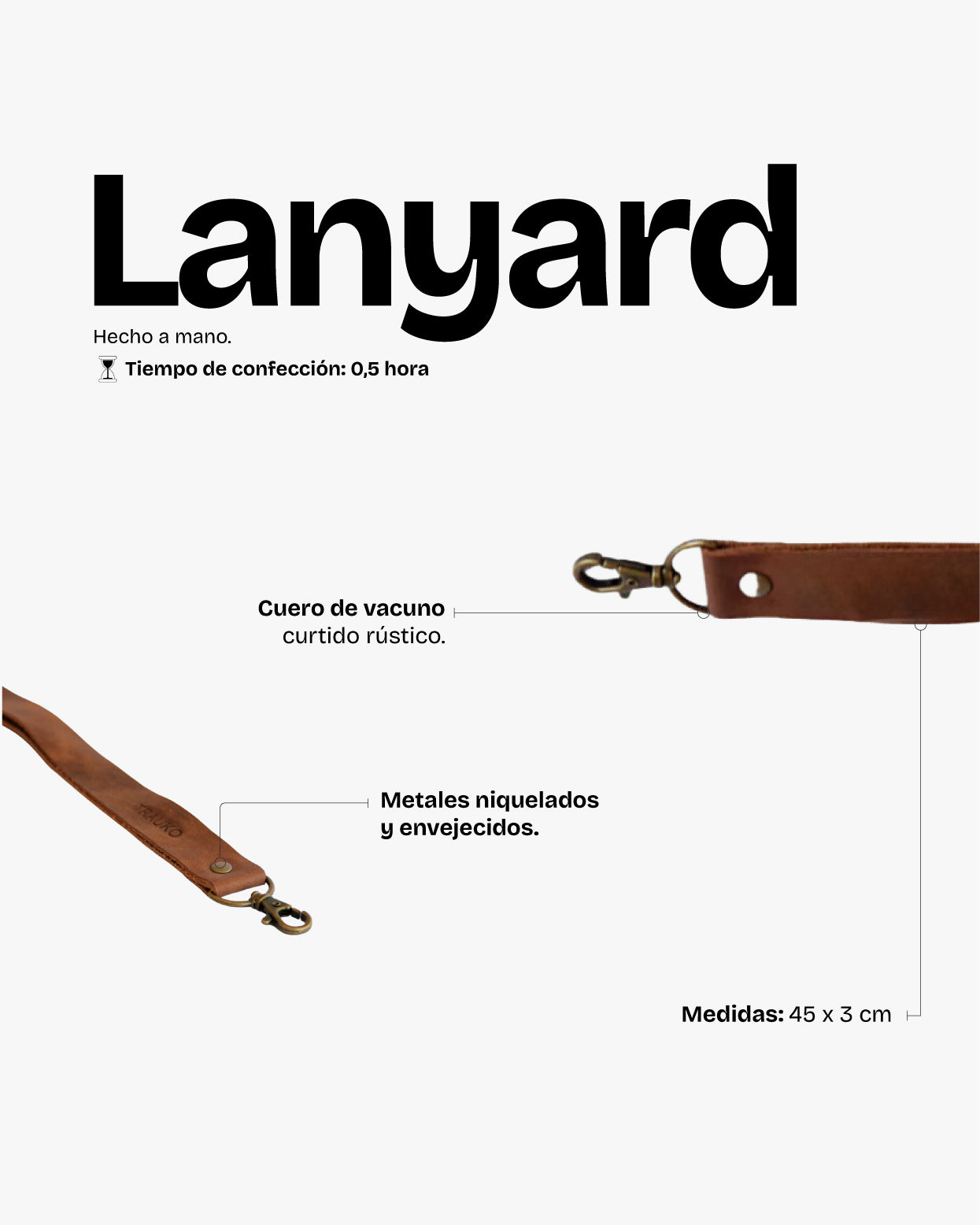Lanyard de Cuero Café - Trauko
