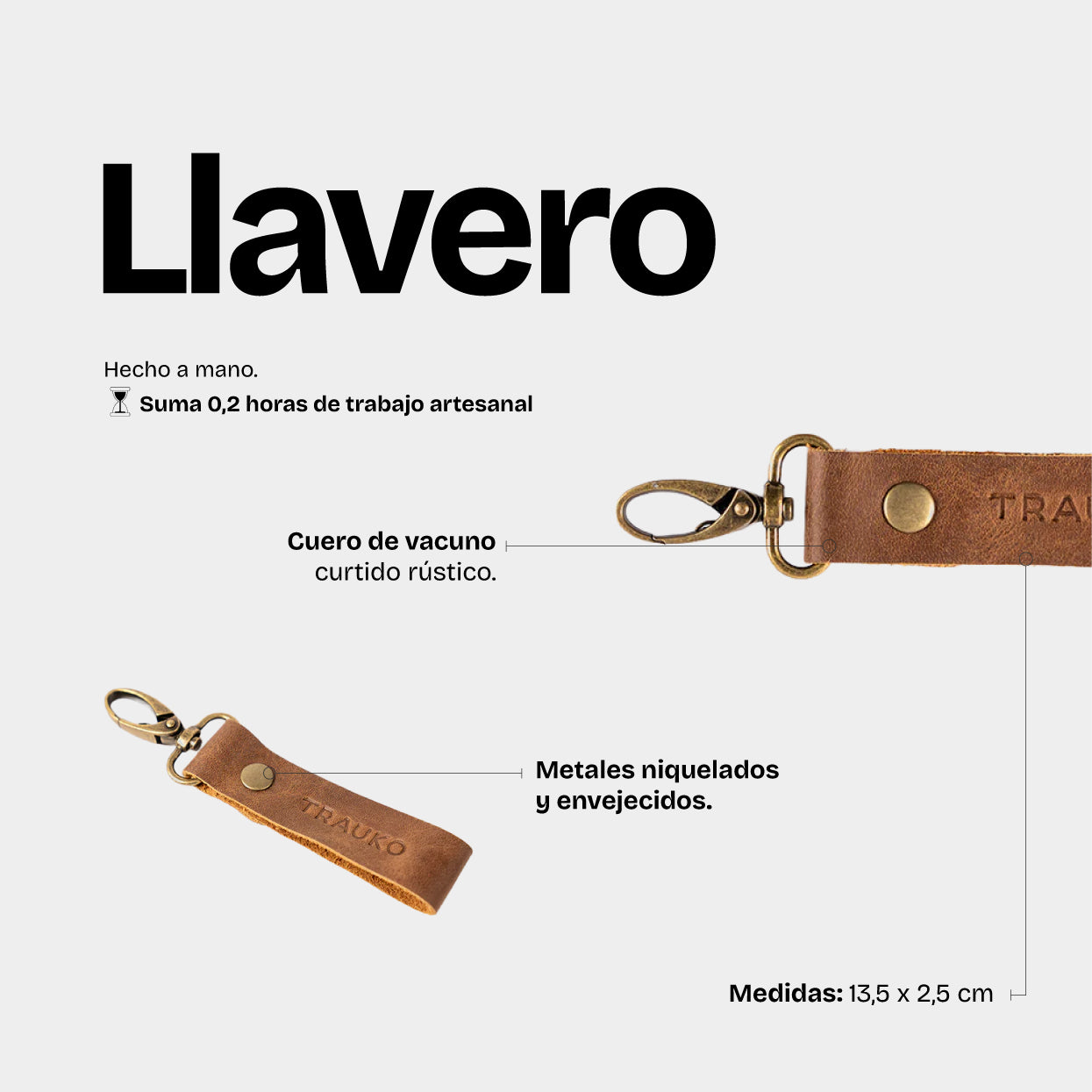 Llavero de Cuero Café - Trauko