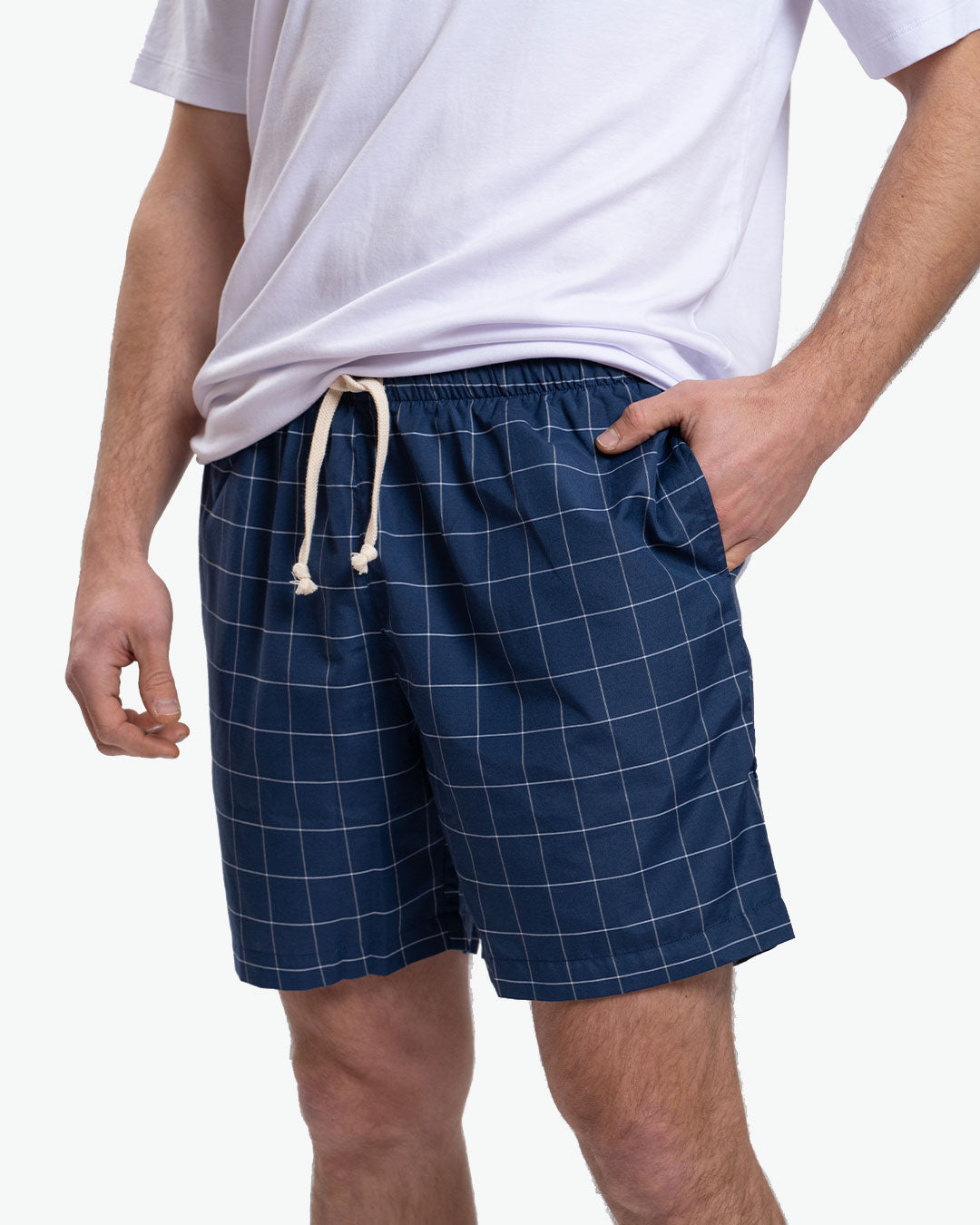 Pijama Pima Corto Blanco Cuadros