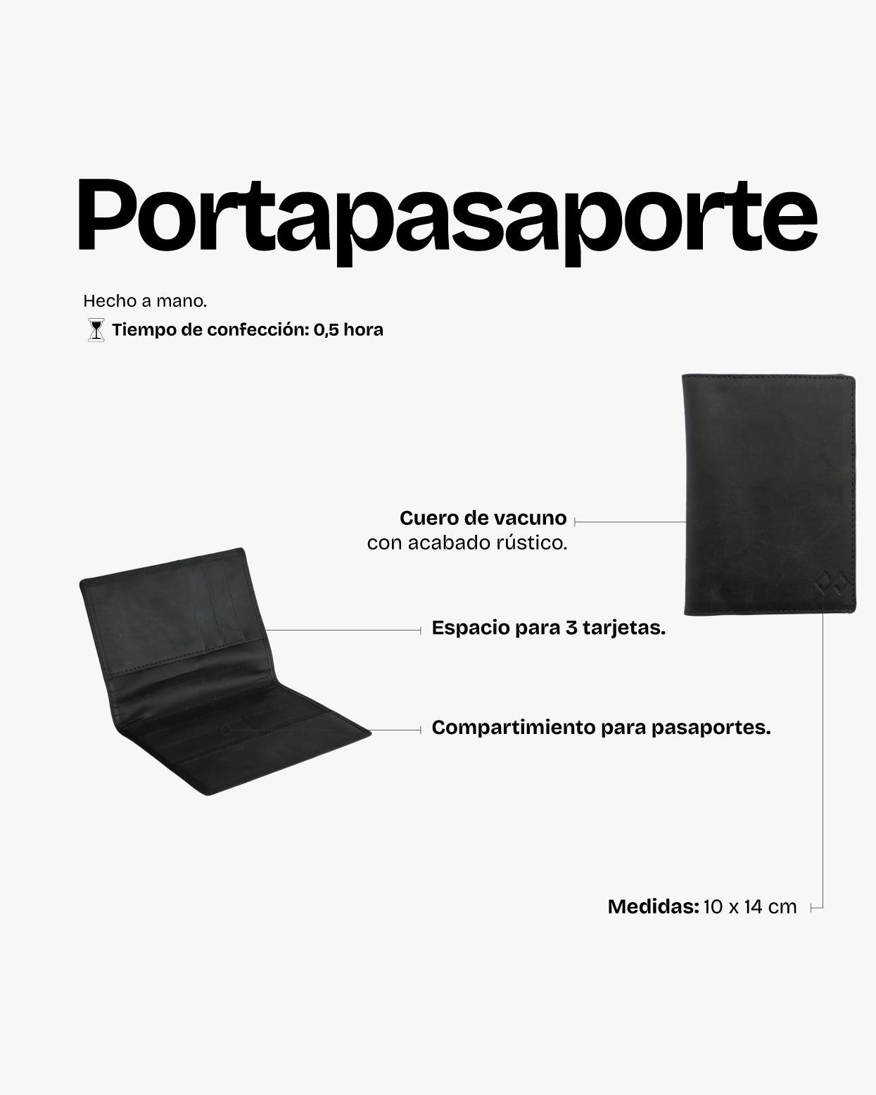 Porta Pasaportes Negro - Trauko