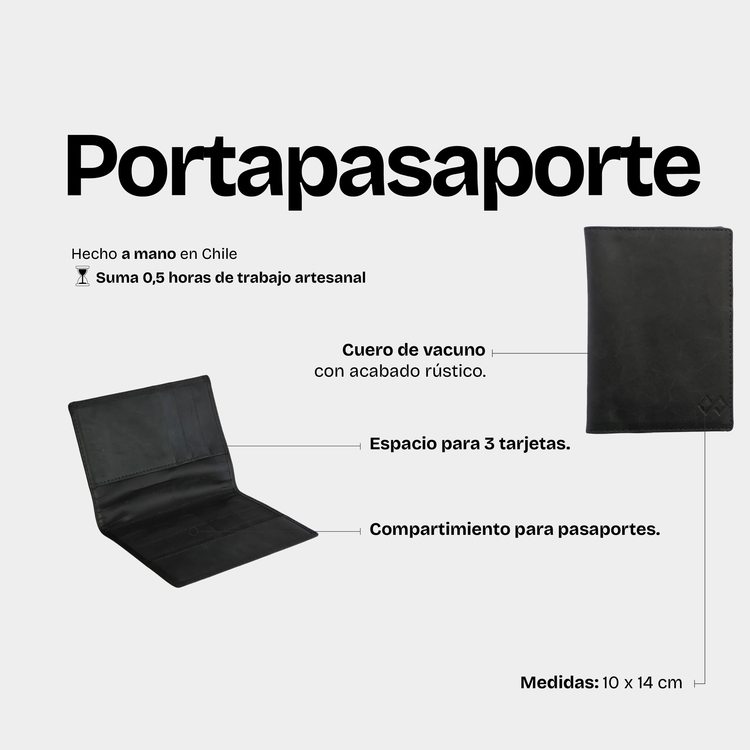 Porta Pasaportes Negro
