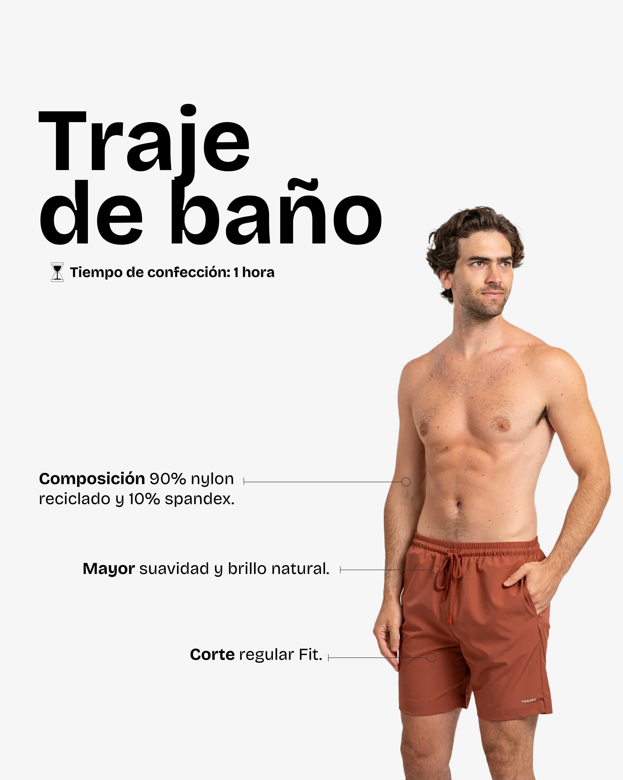 Traje de Baño Liso Terracota