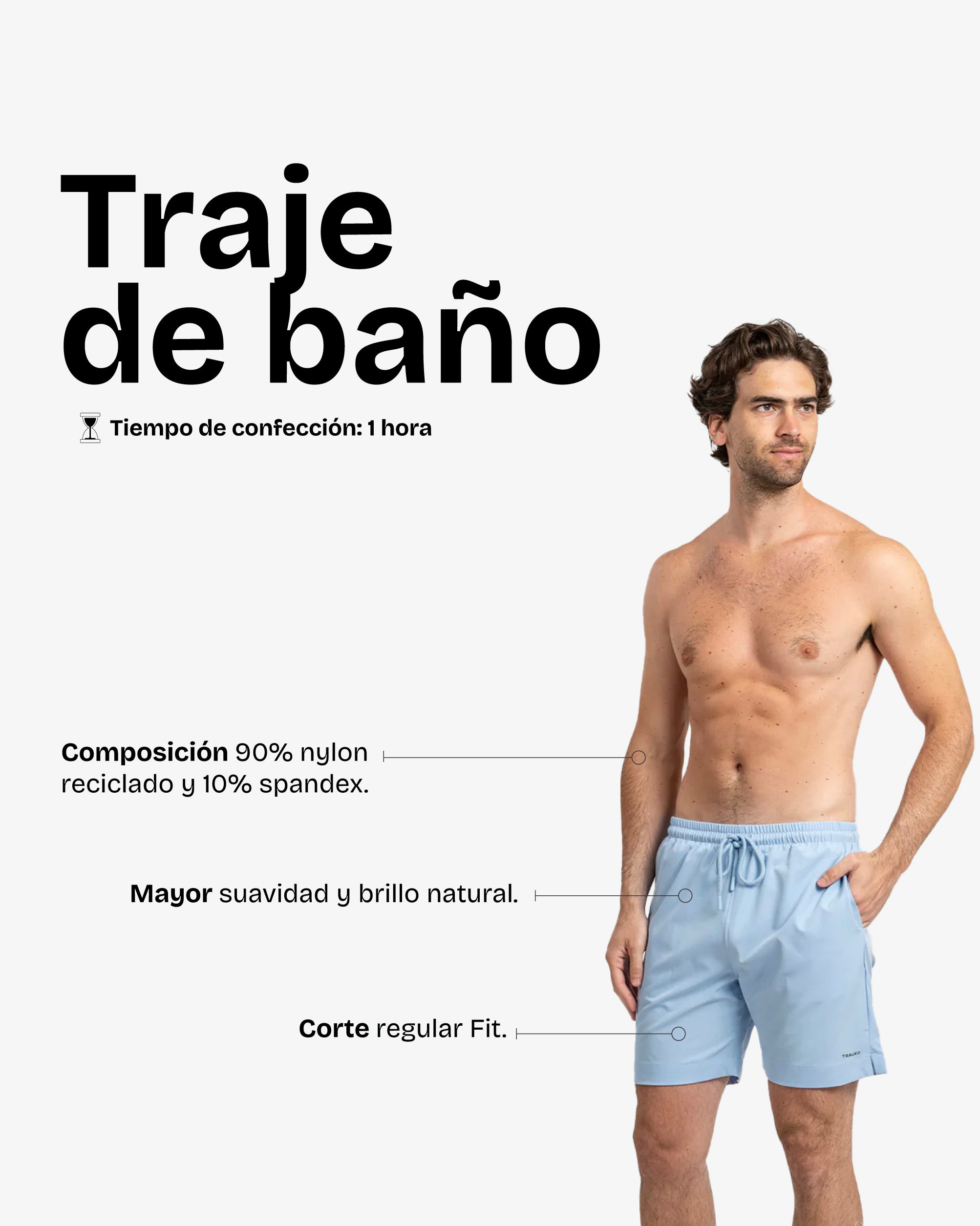 Traje de Baño Liso Celeste