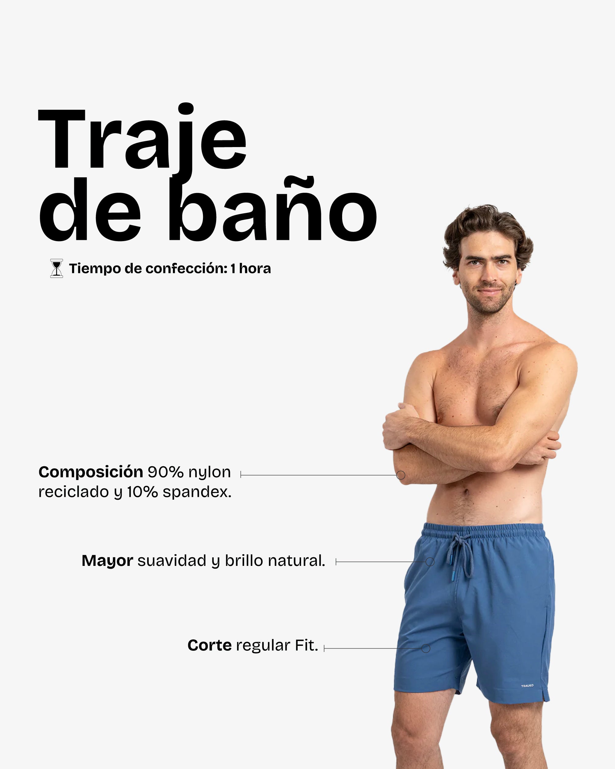 Traje de Baño Liso Acero