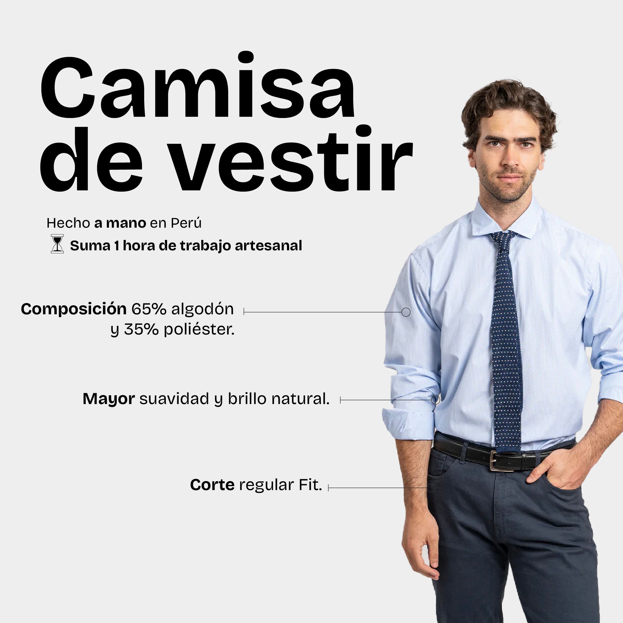 Camisa Vestir Líneas Celeste