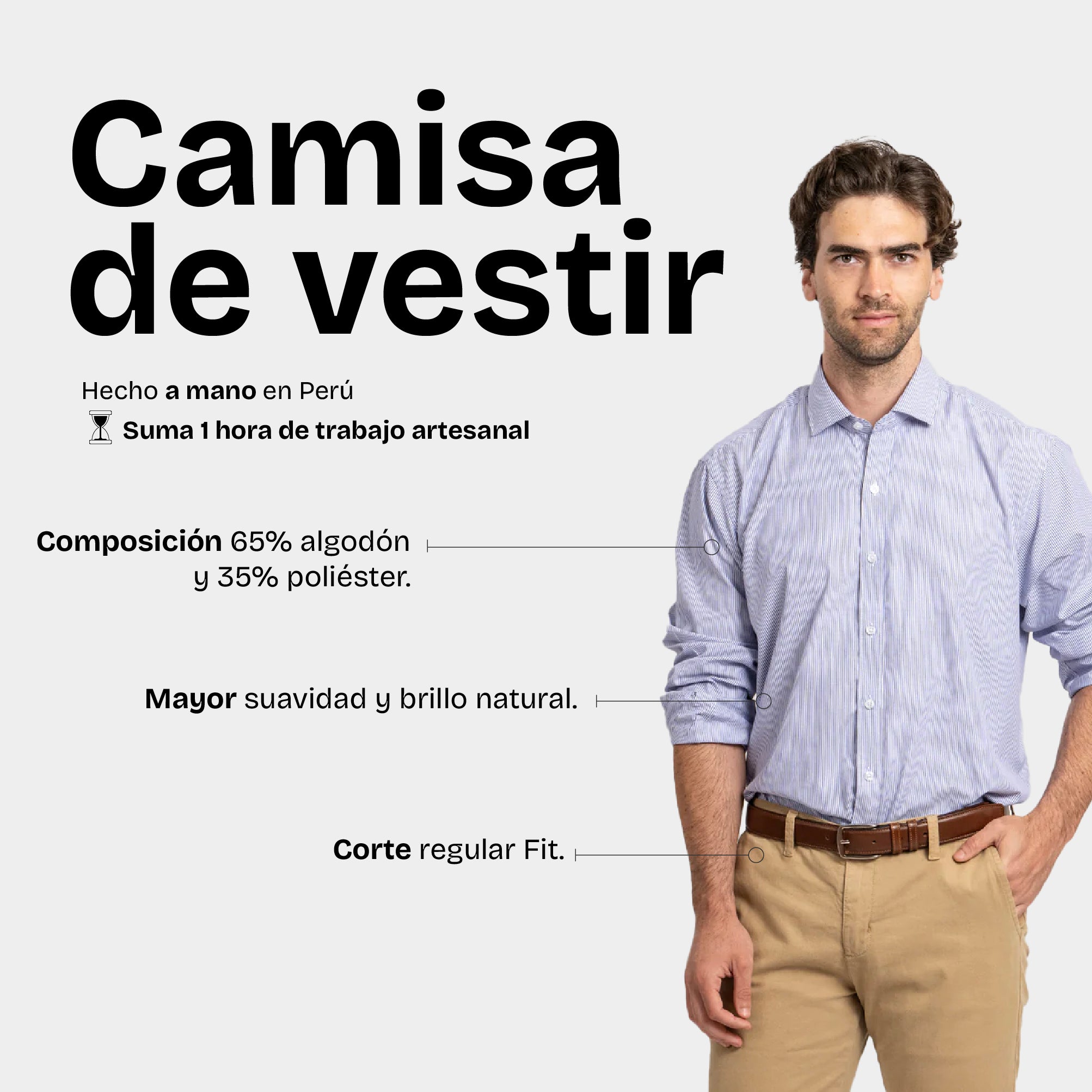 Camisa Vestir Líneas Azul