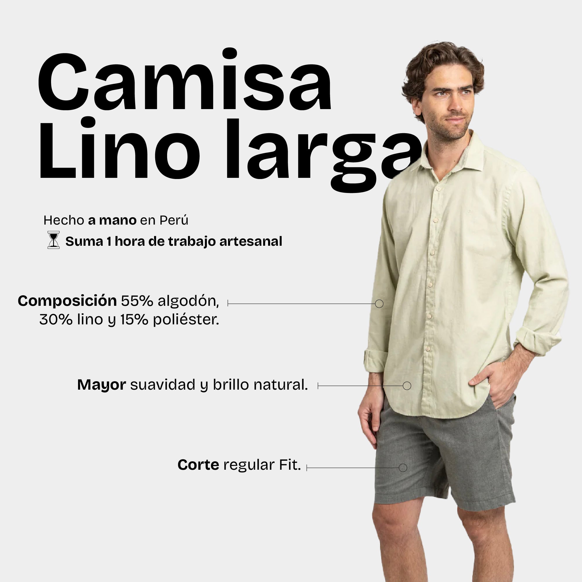 Camisa Lino Larga Pistacho