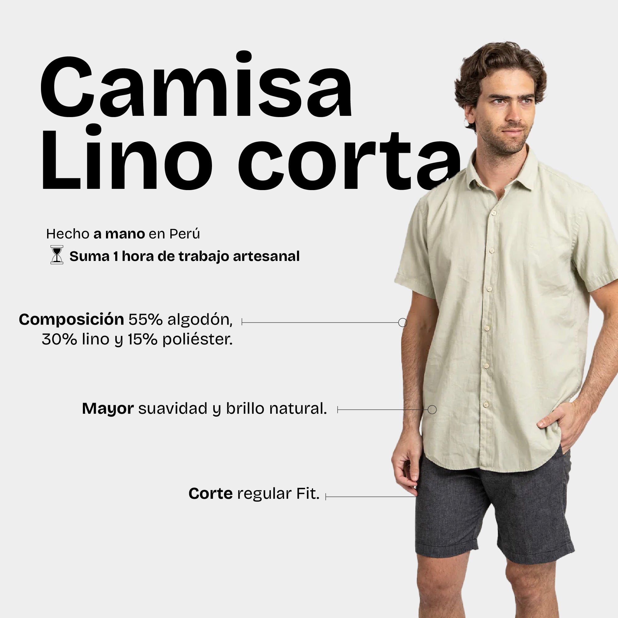 Camisa Lino Corta Pistacho