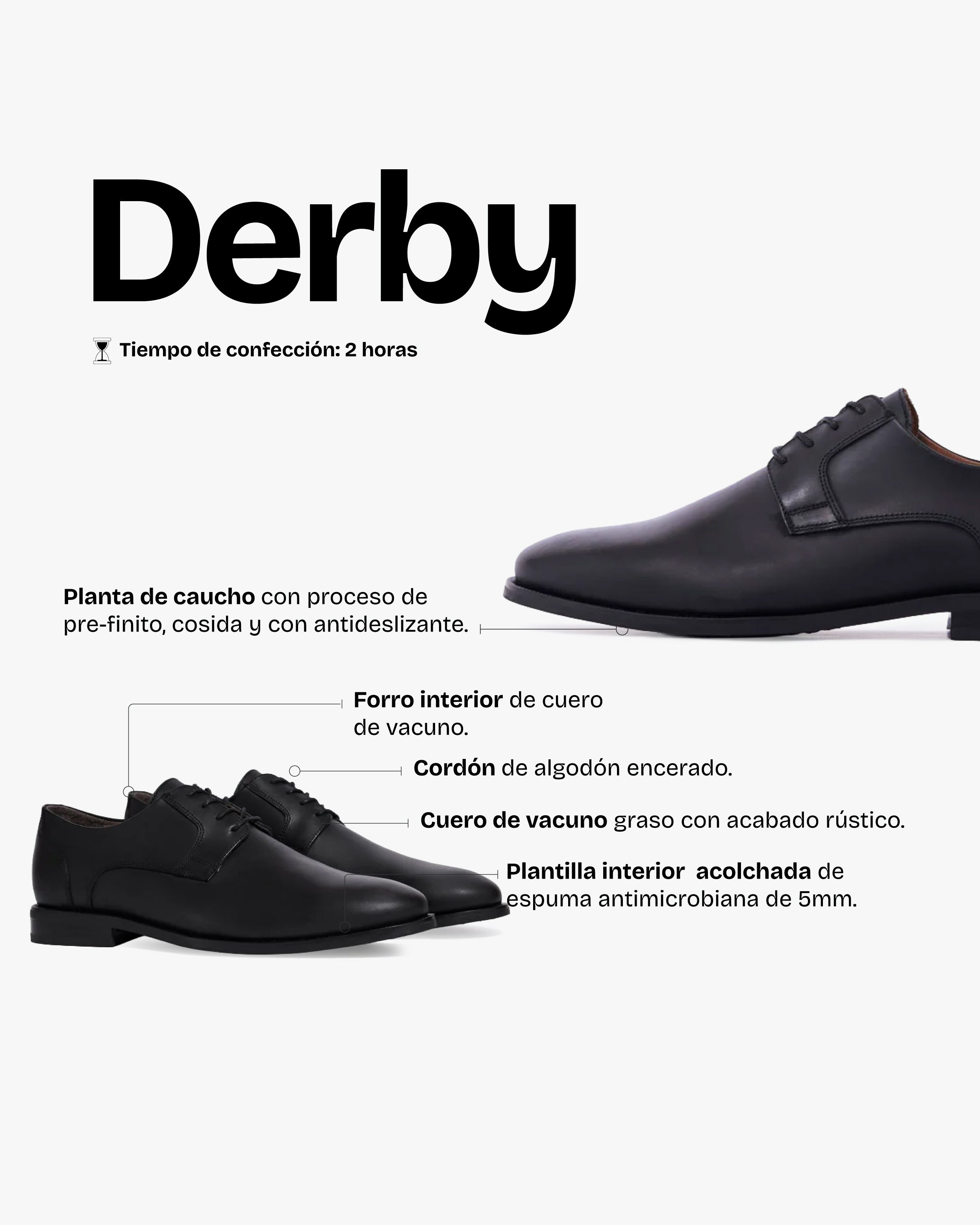 Zapato Hombre Derby Negro