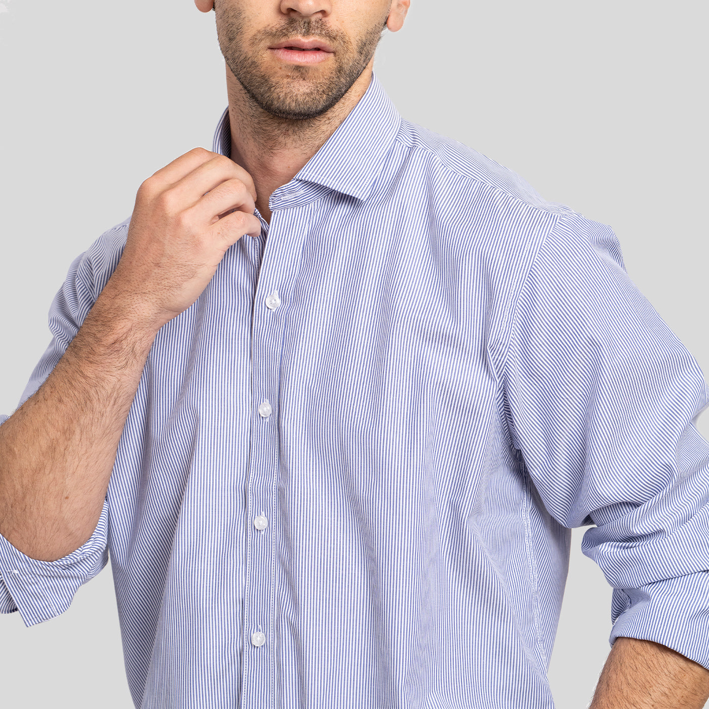 Camisa Vestir Líneas Azul