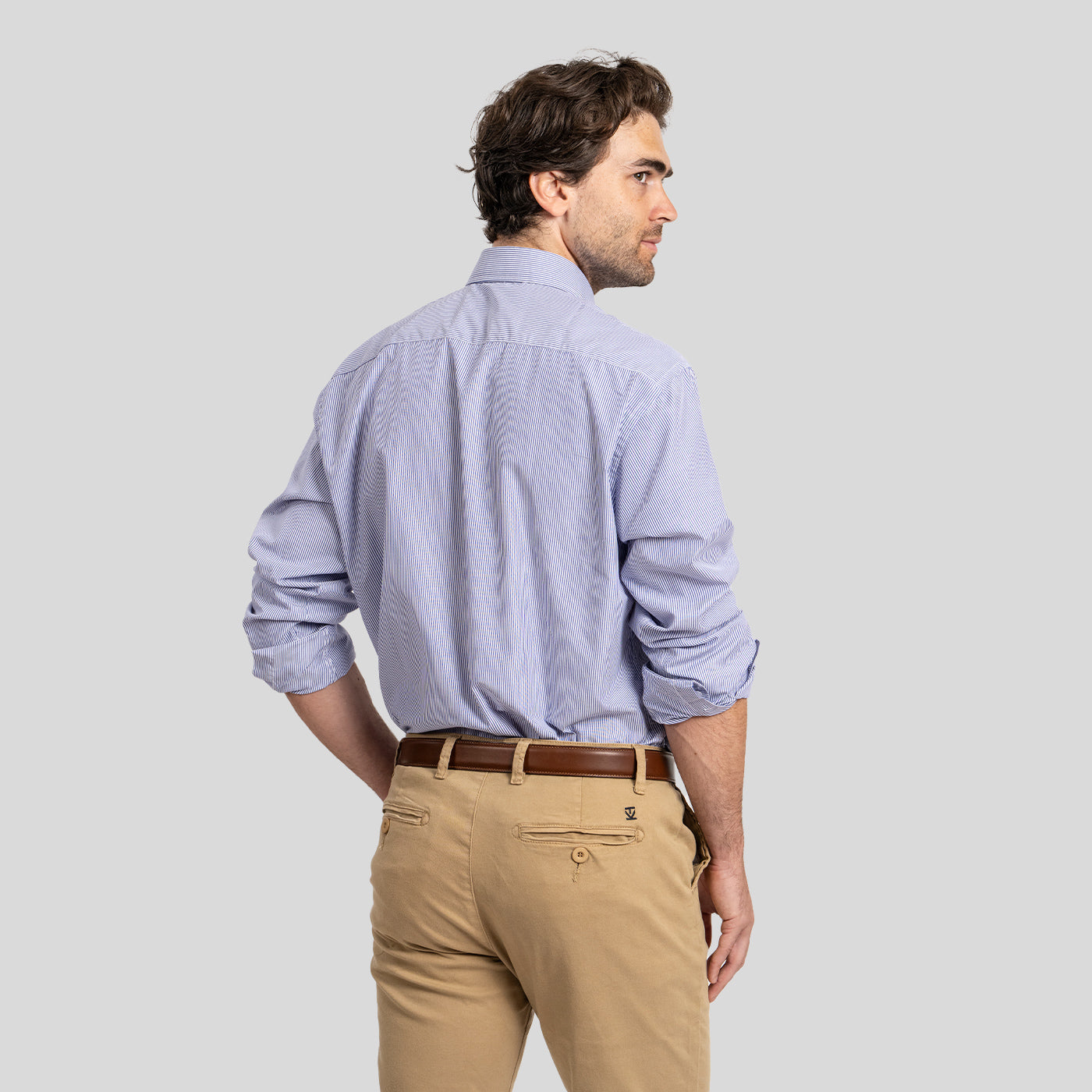 Camisa Vestir Líneas Azul