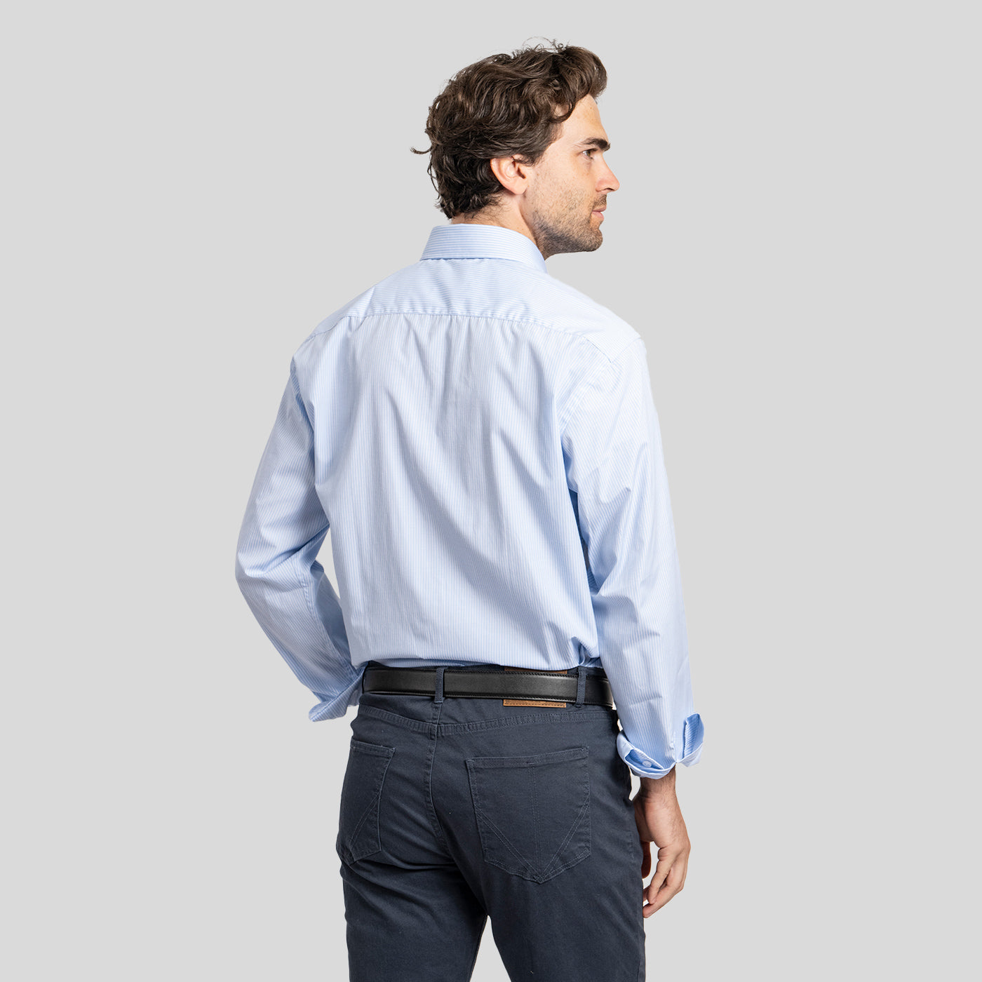 Camisa Vestir Líneas Celeste