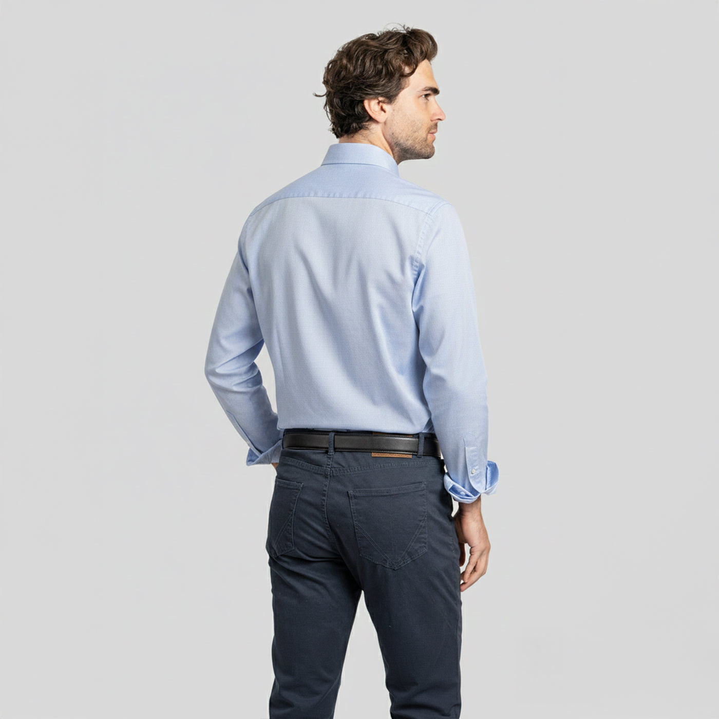 Camisa Vestir Liso Celeste