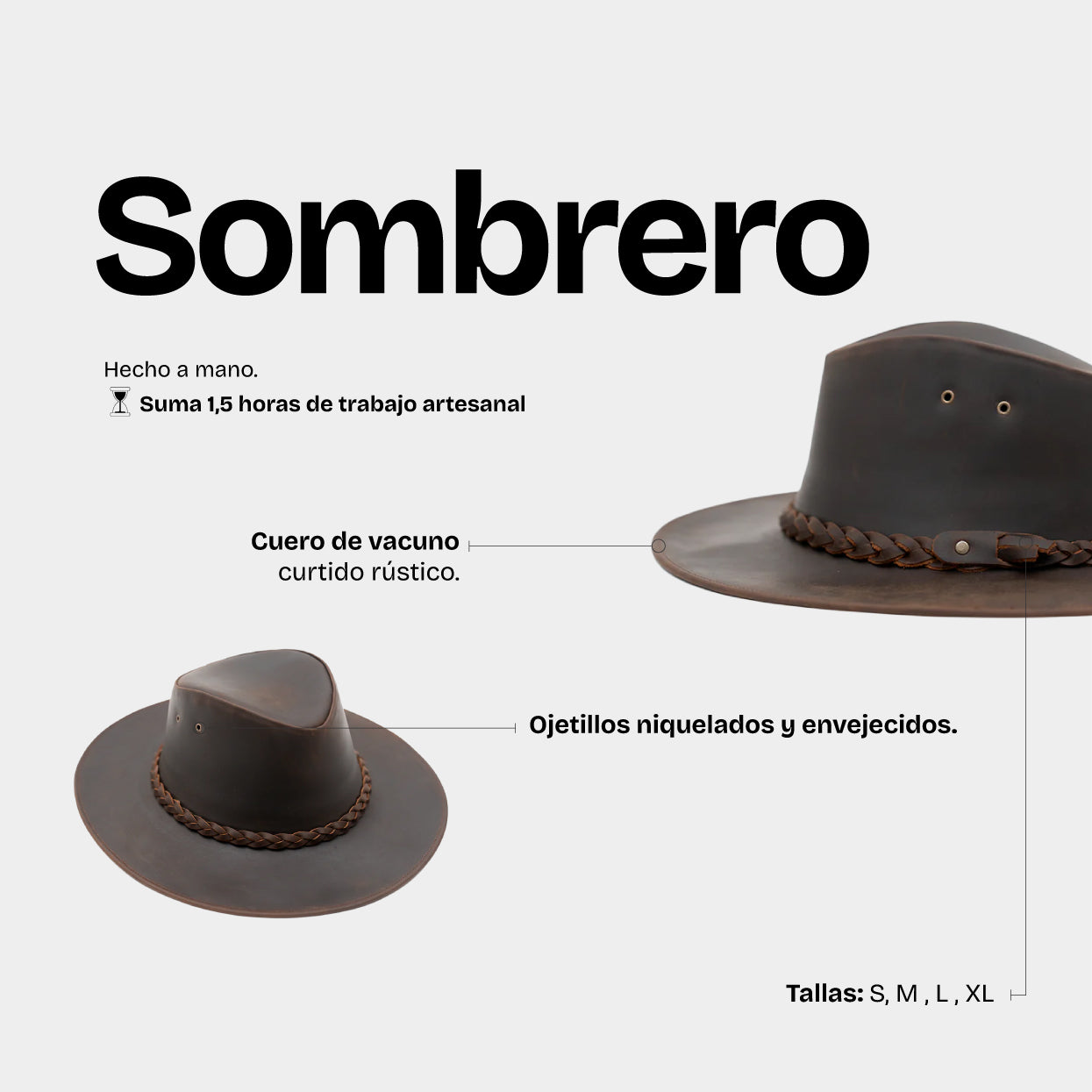 Sombrero Cuero Café - Trauko
