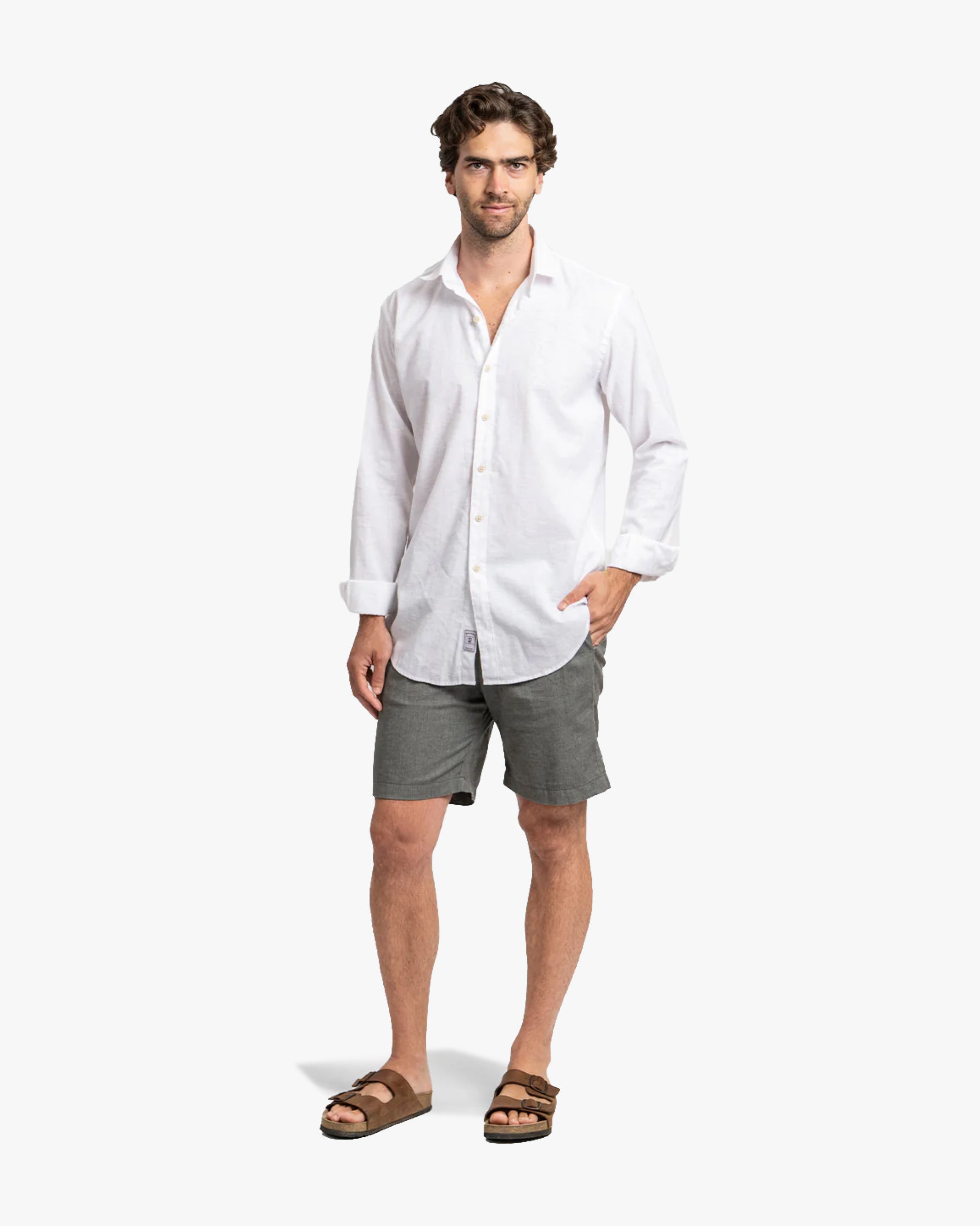 Camisa Lino Larga Blanco