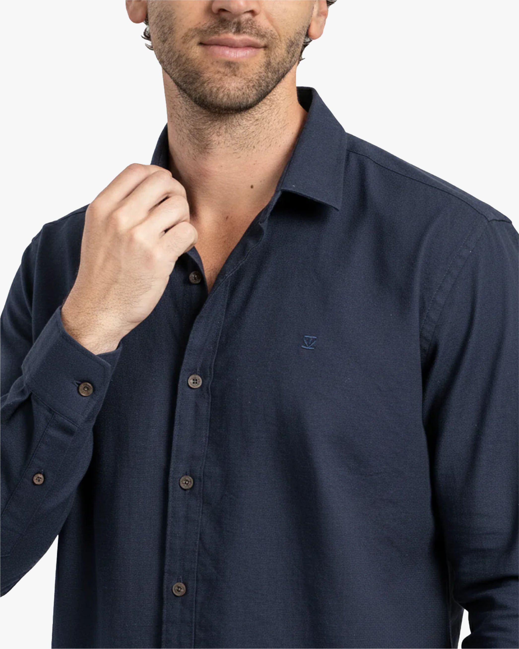 Camisa Lino Larga Navy