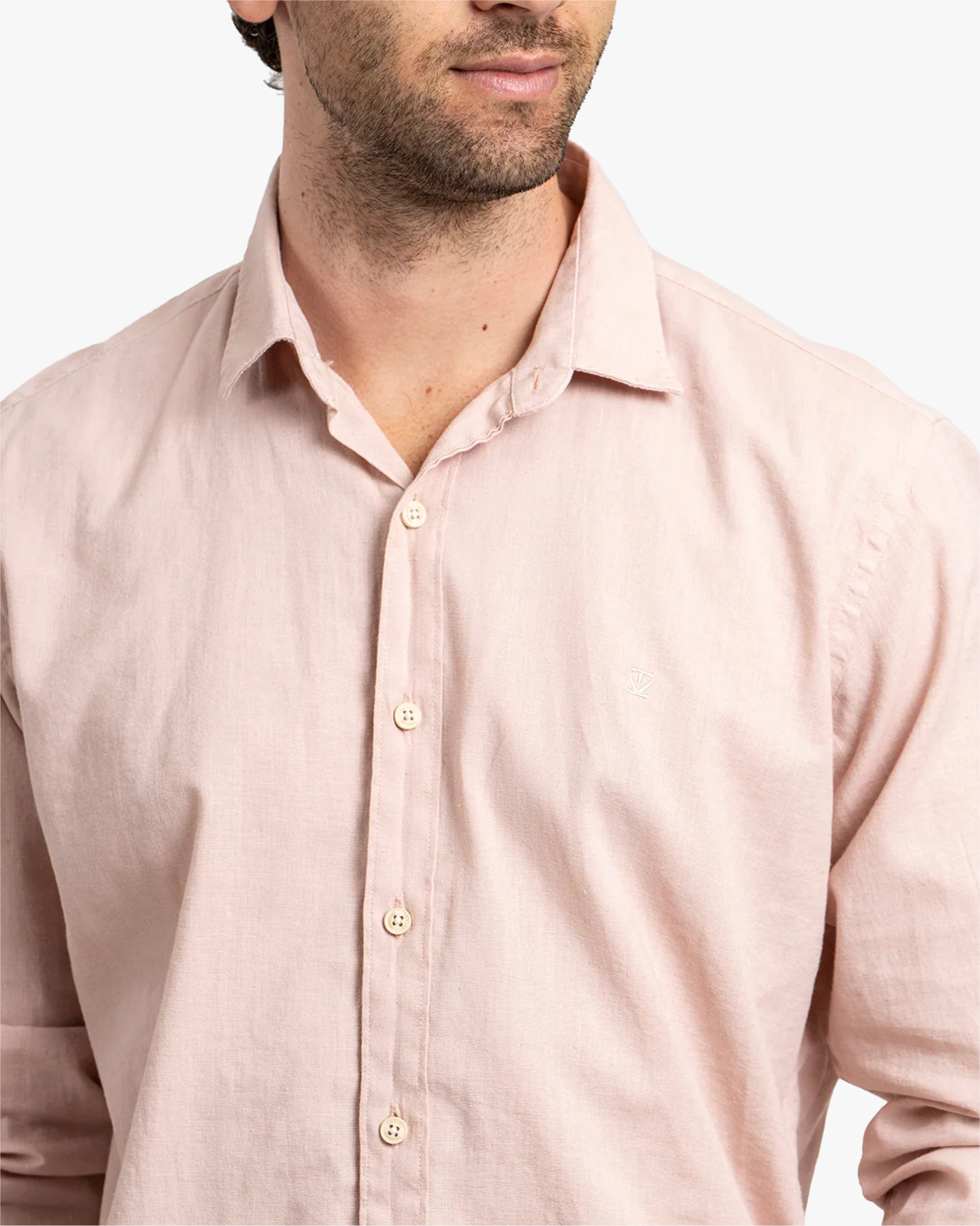 Camisa Lino Larga Rosa