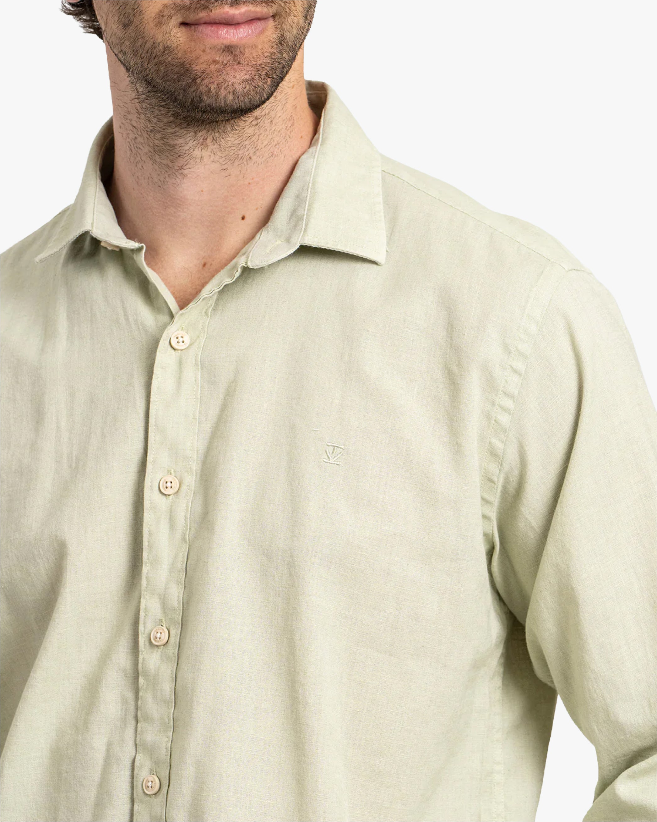 Camisa Lino Larga Pistacho