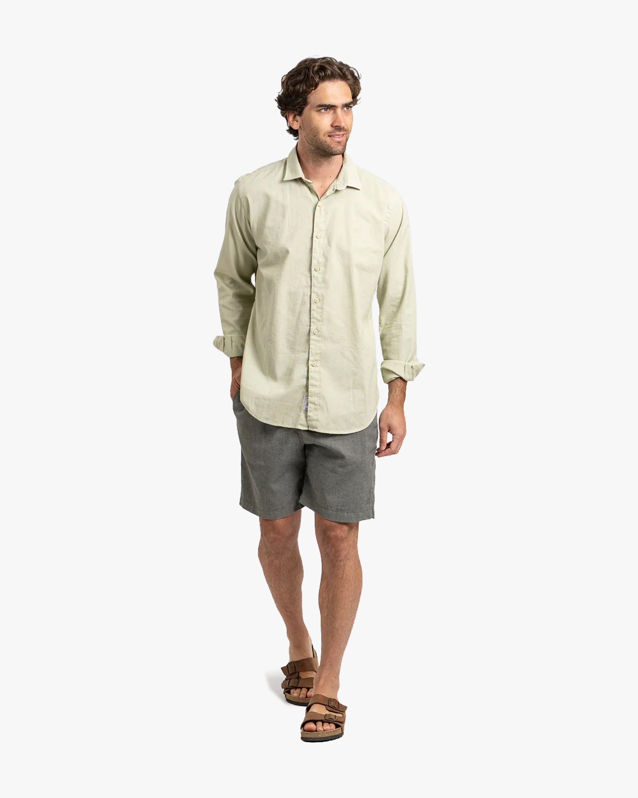 Camisa Lino Larga Pistacho