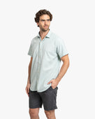 Camisa Lino Corta Aqua - Trauko