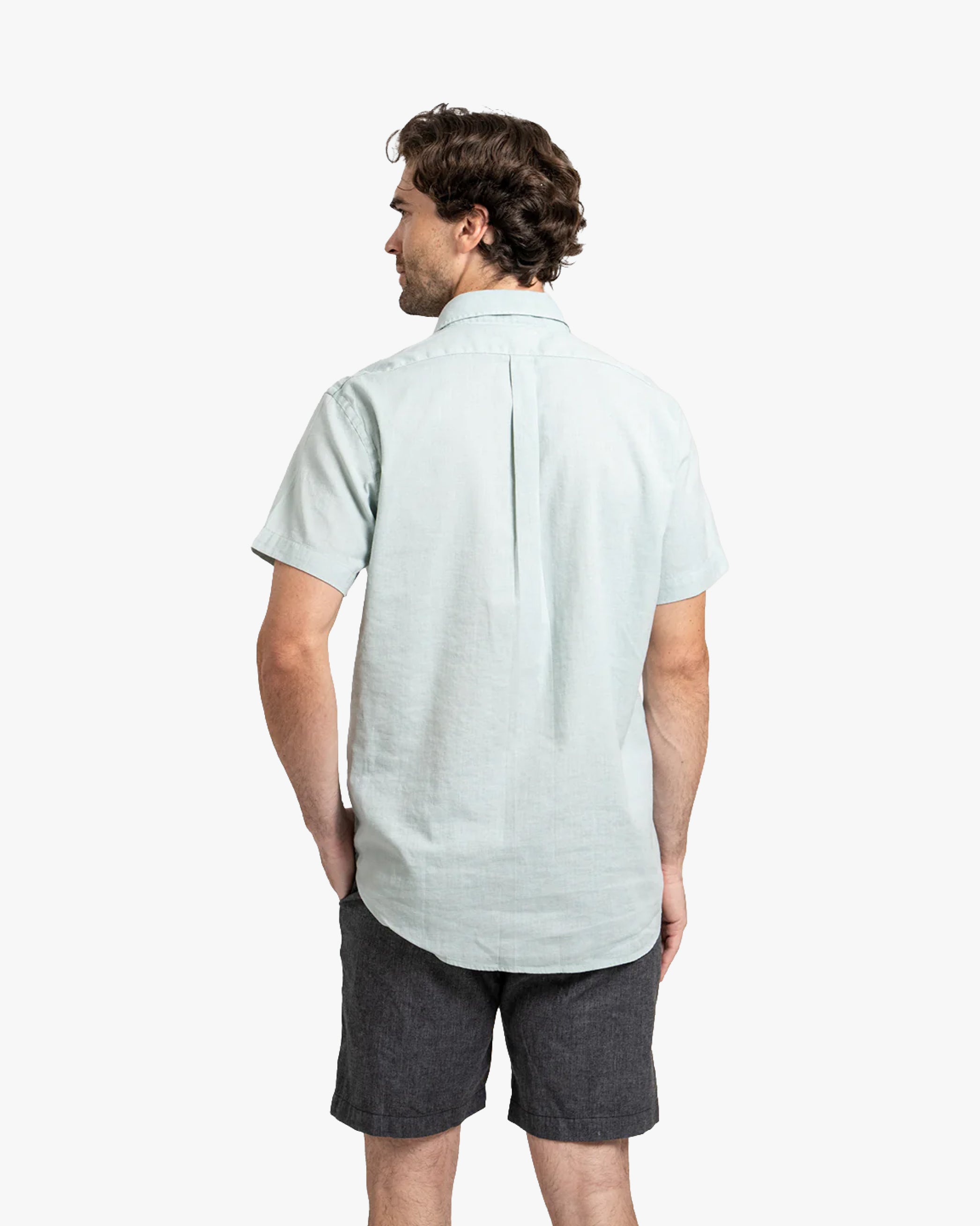Camisa Lino Corta Aqua