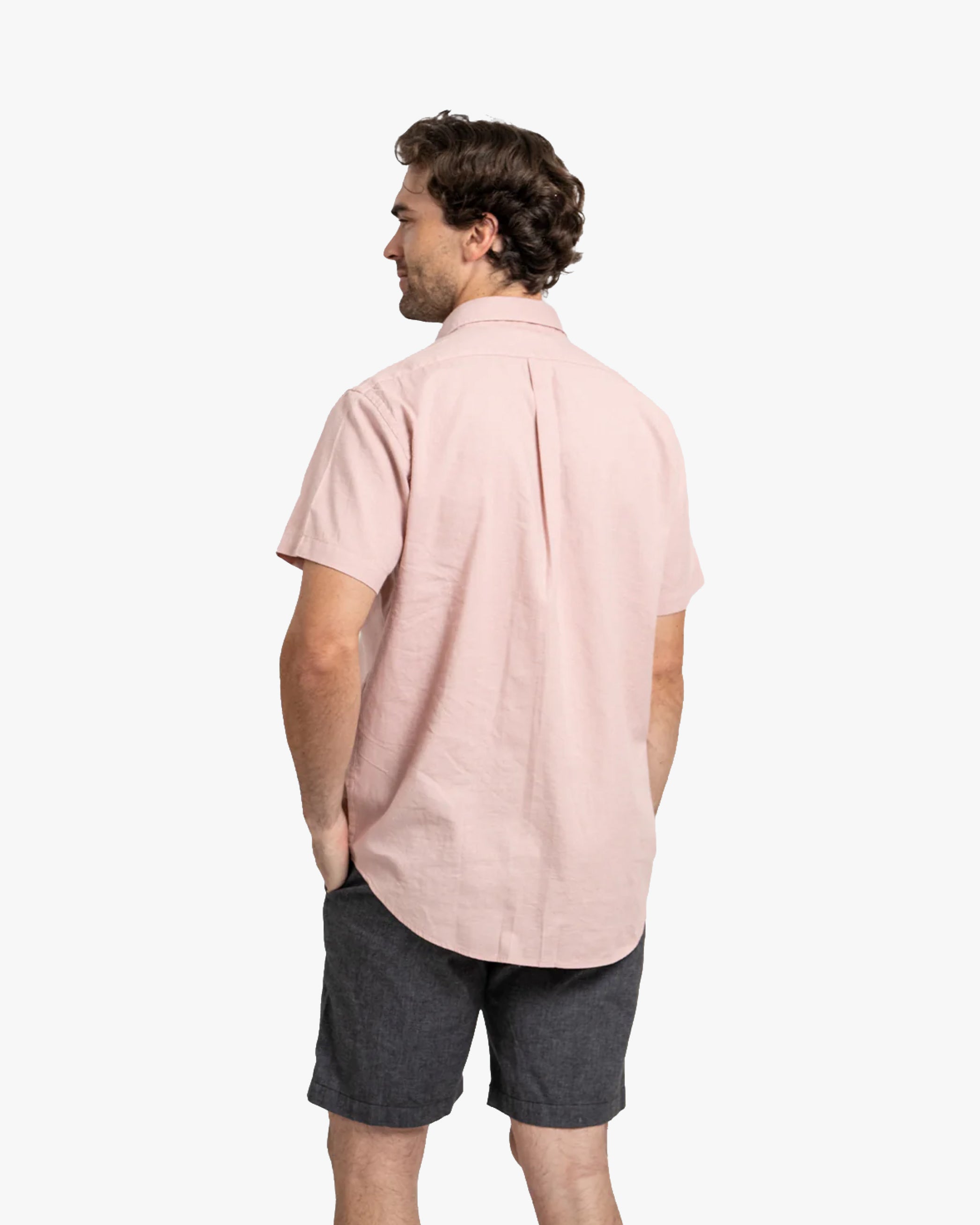 Camisa Lino Corta Rosa