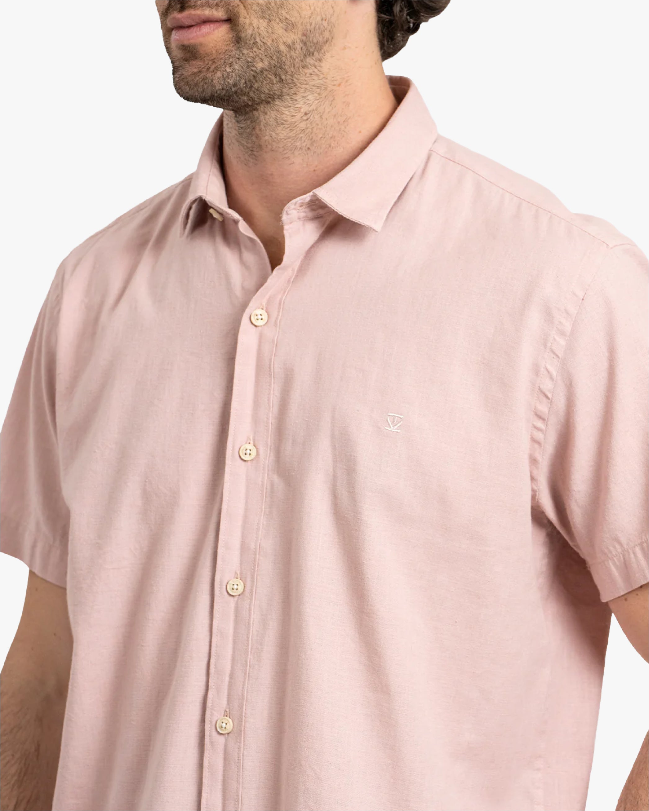Camisa Lino Corta Rosa