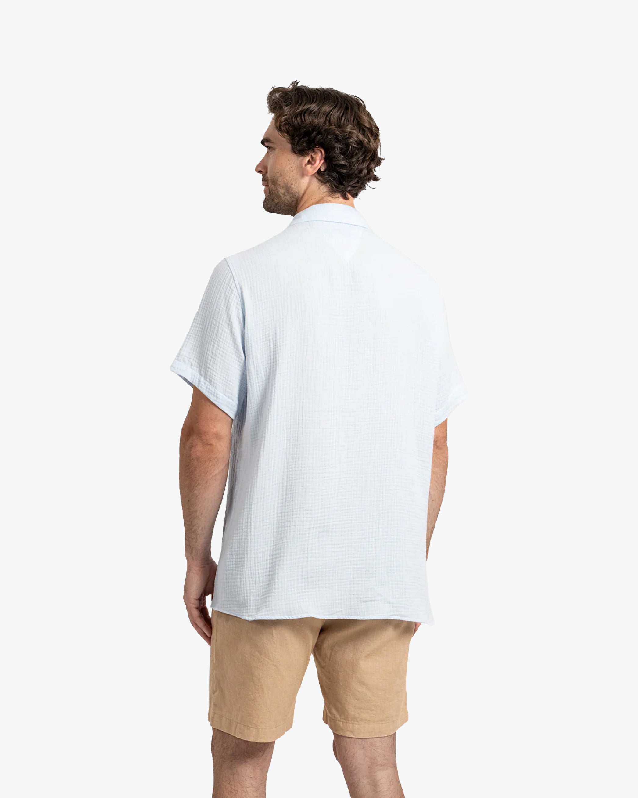 Camisa Waffler Corta Celeste