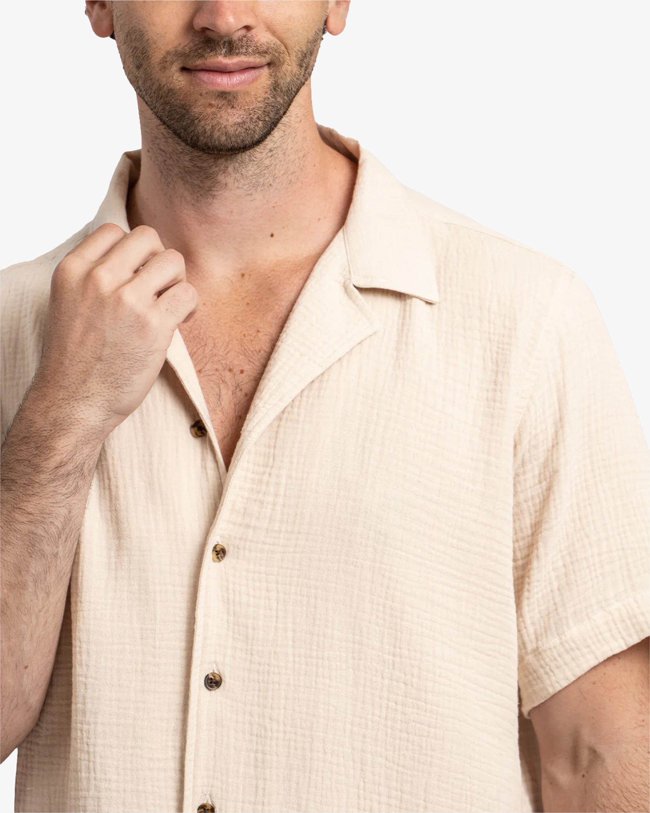 Camisa Waffler Corta Beige
