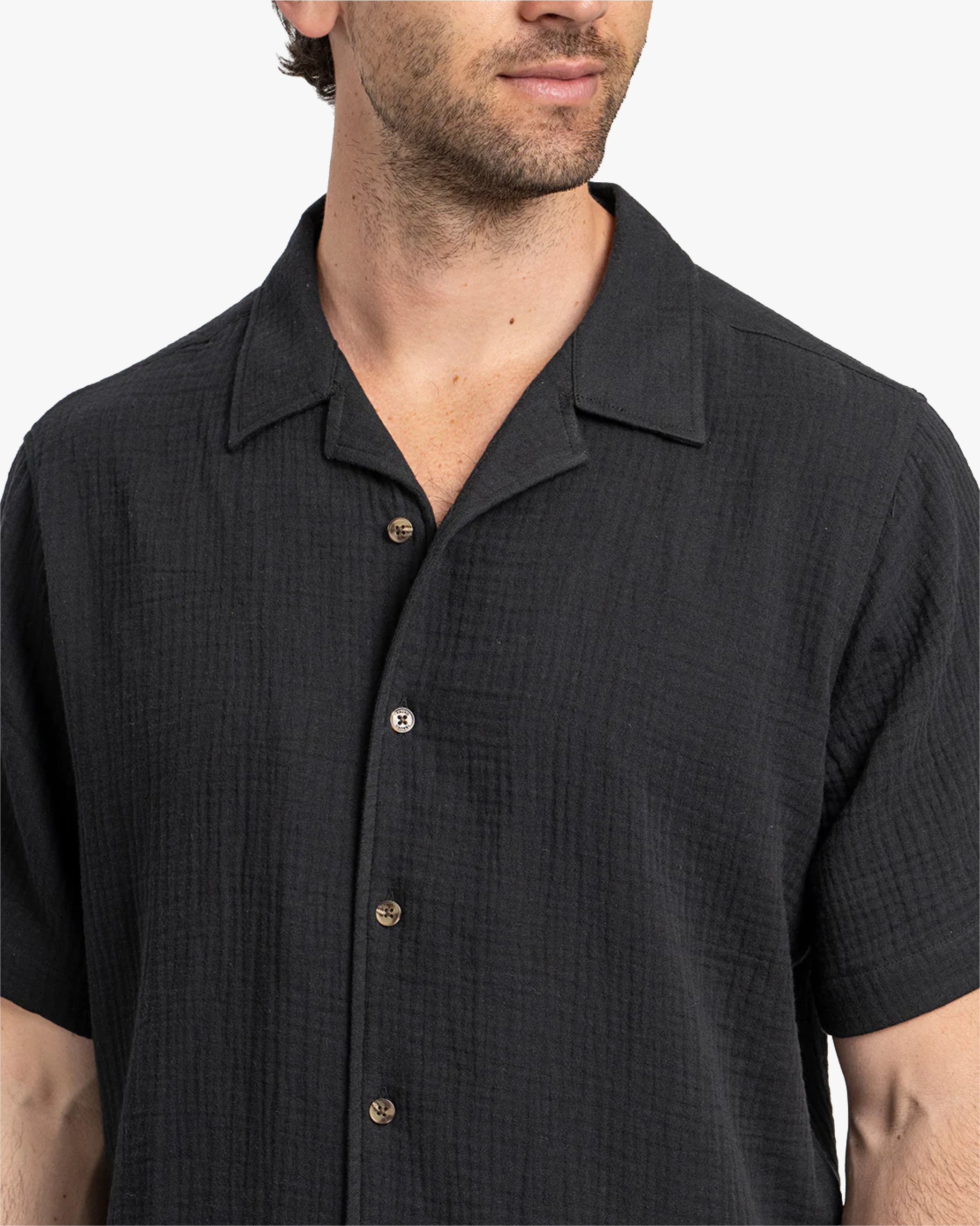 Camisa Waffler Corta Negro