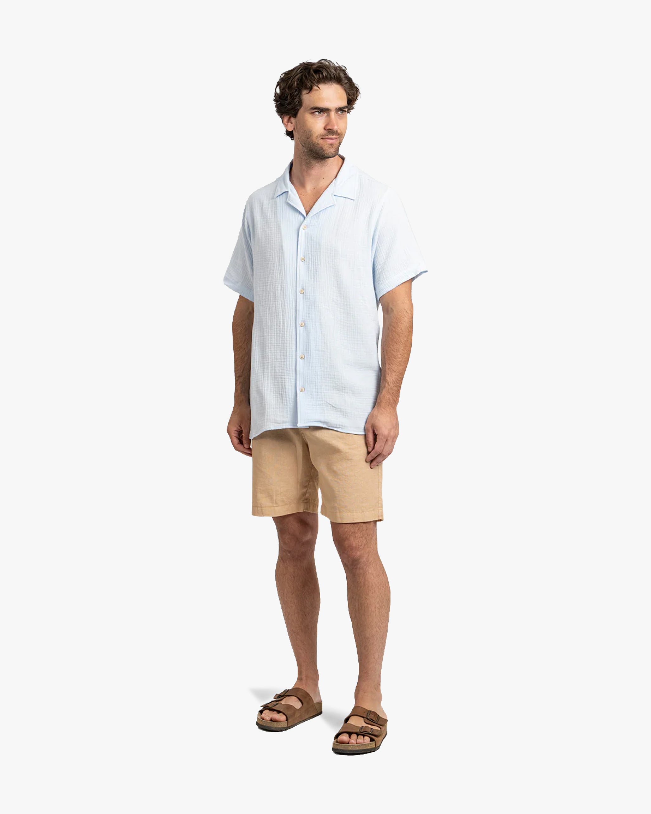 Camisa Waffler Corta Celeste