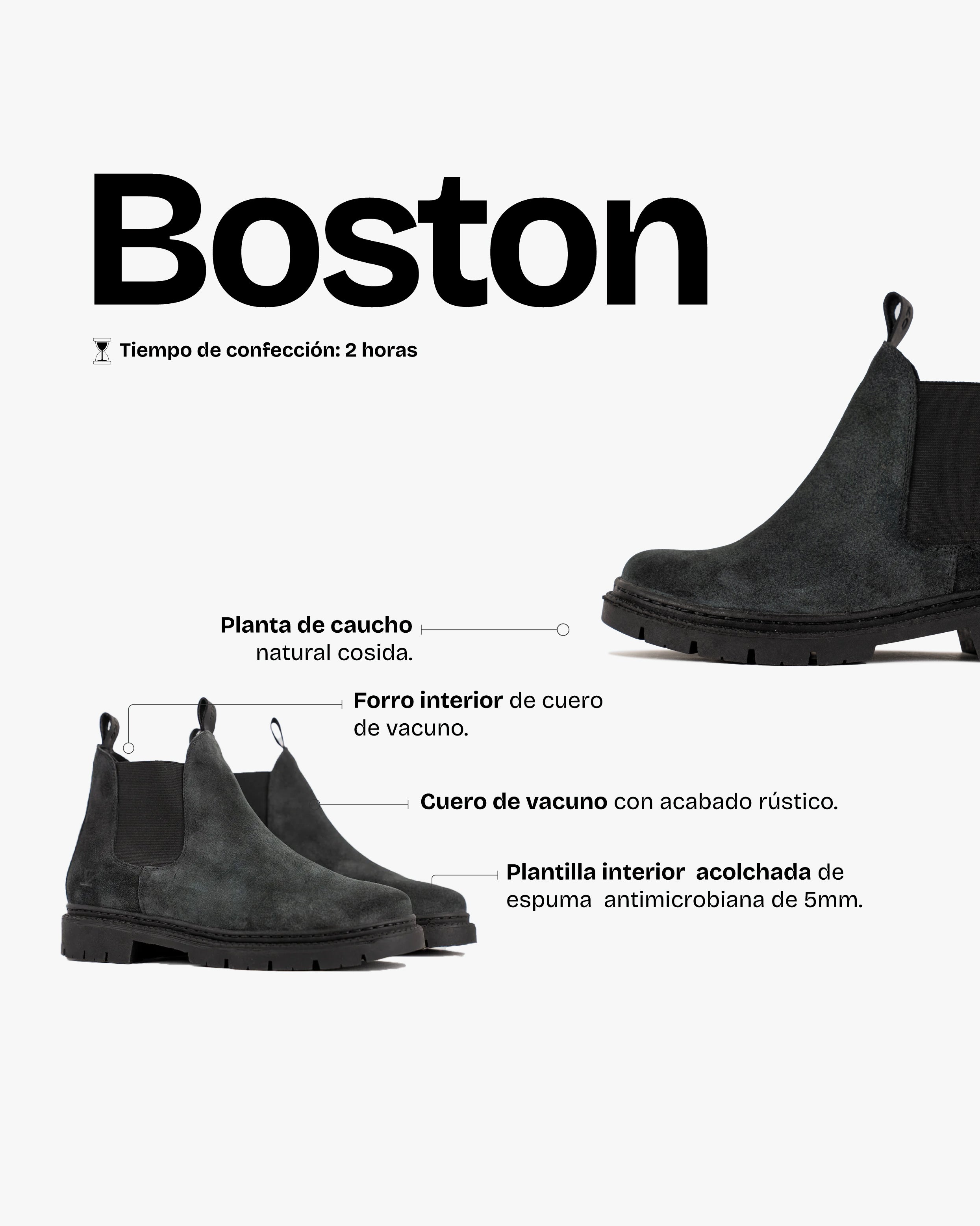 Botín Hombre Boston Plomo