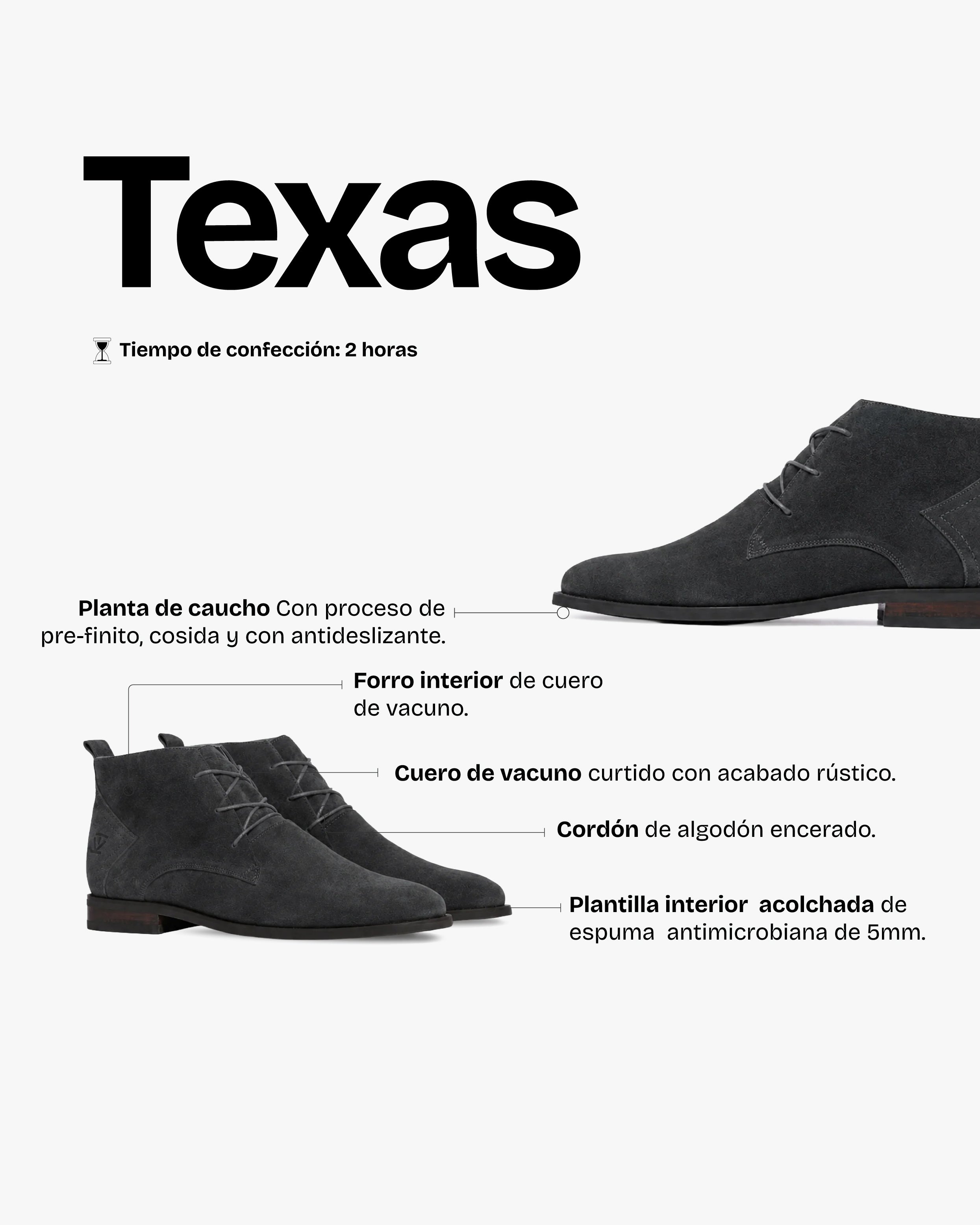 Botín Hombre Texas Plomo
