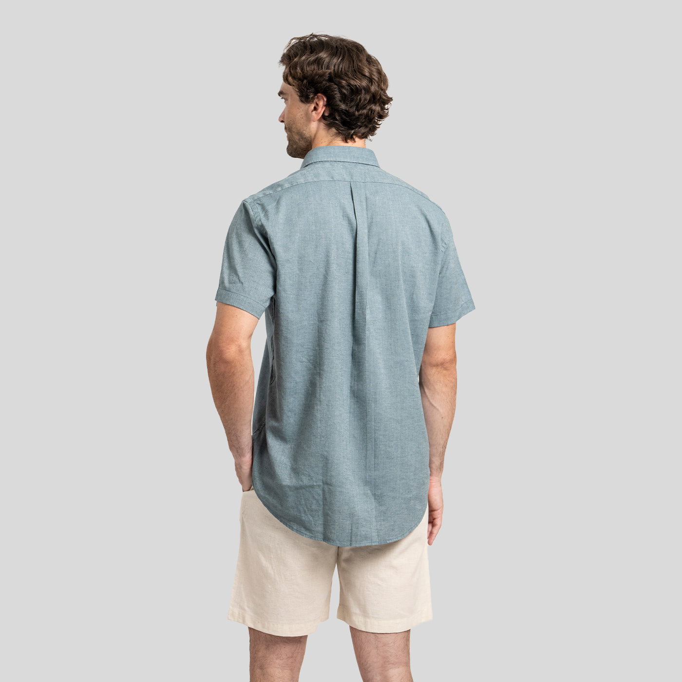 Camisa Lino Corta Petróleo