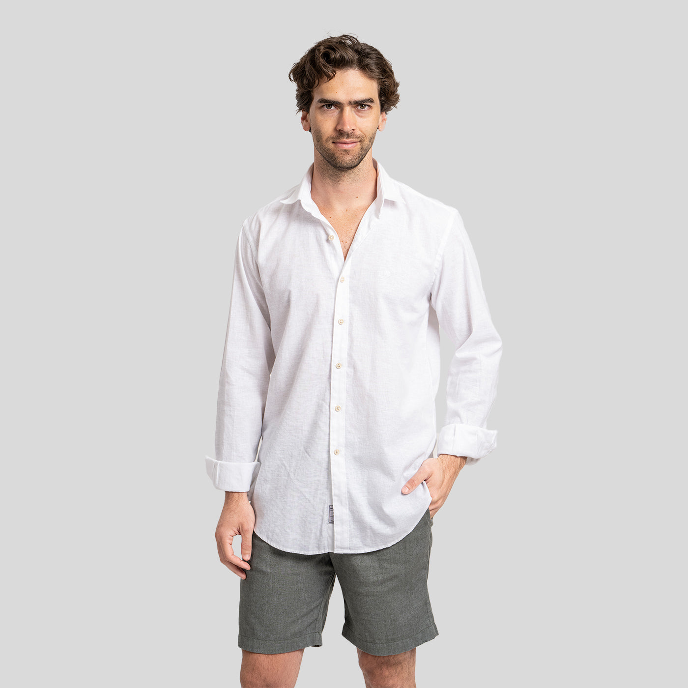 Camisa Lino Larga Blanco