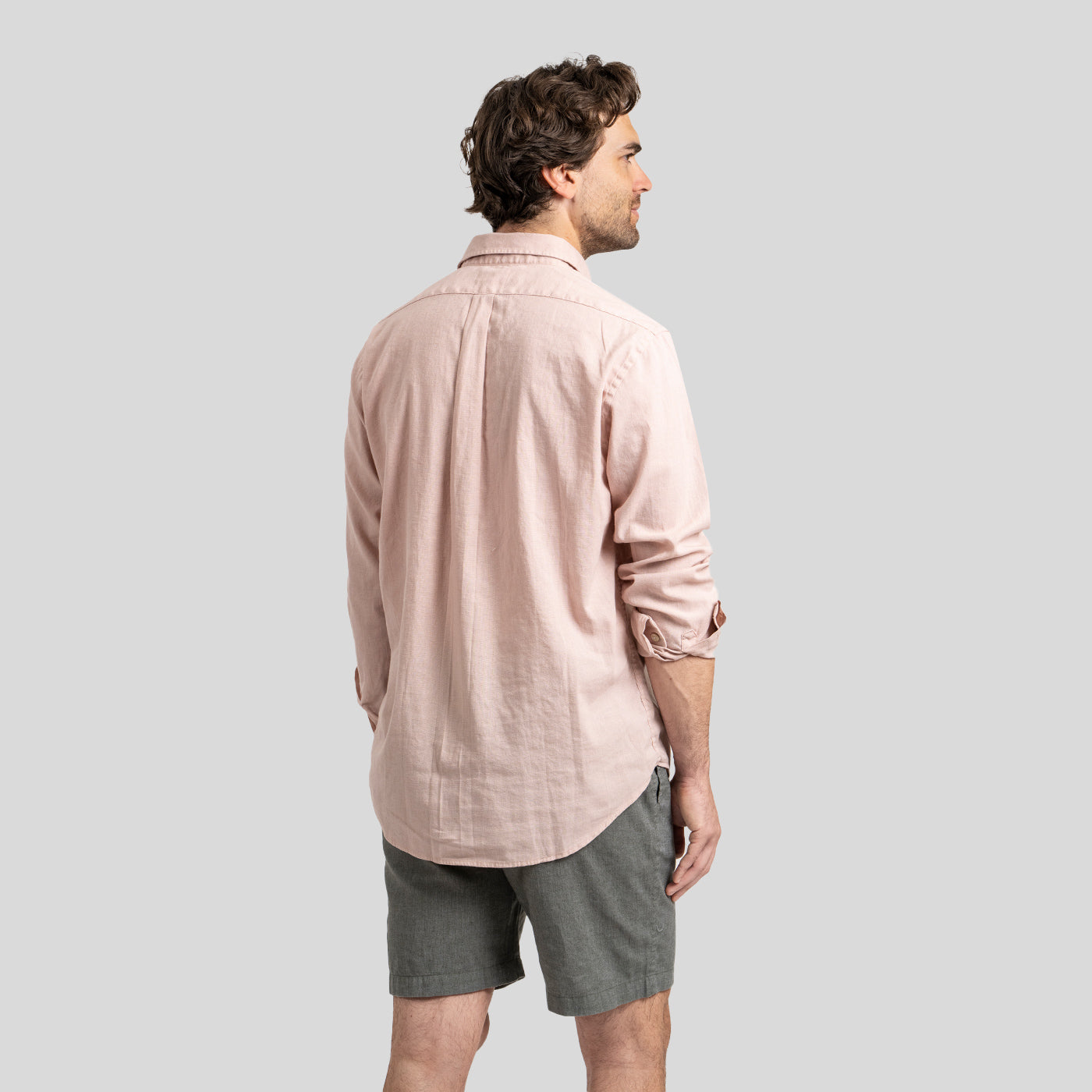 Camisa Lino Larga Rosa