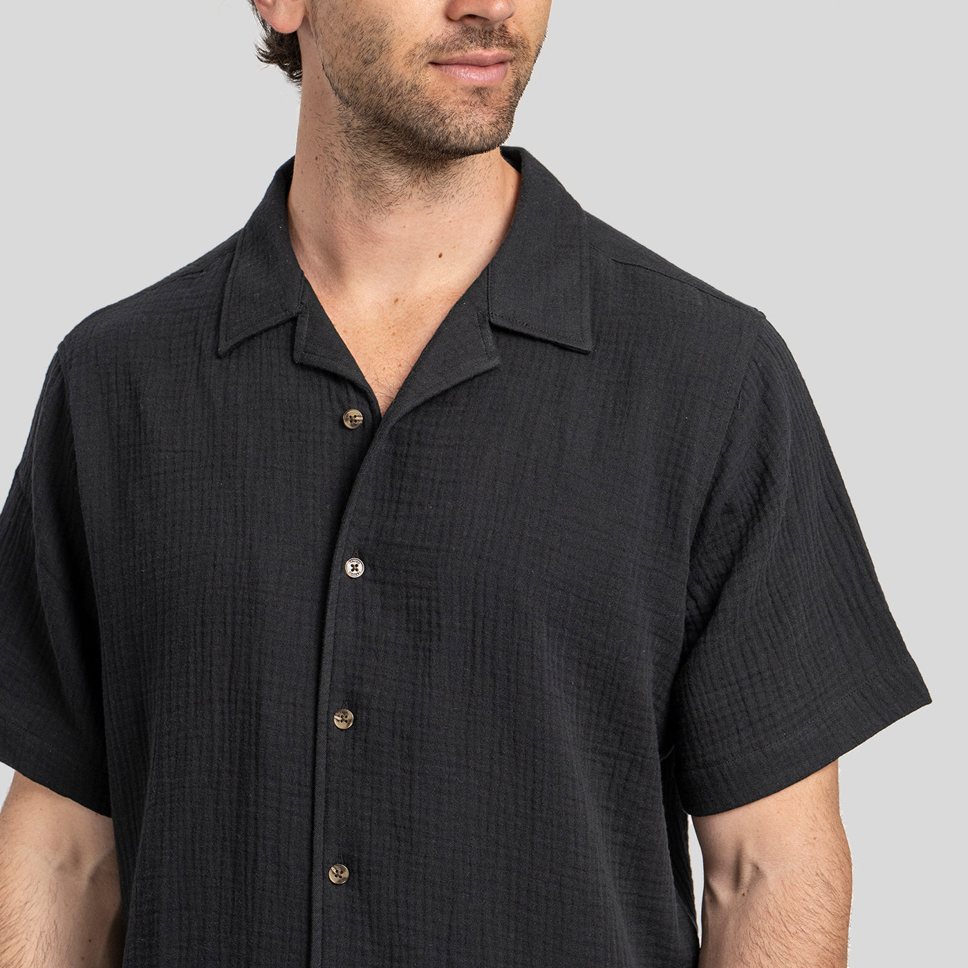 Camisa Waffler Corta Negro